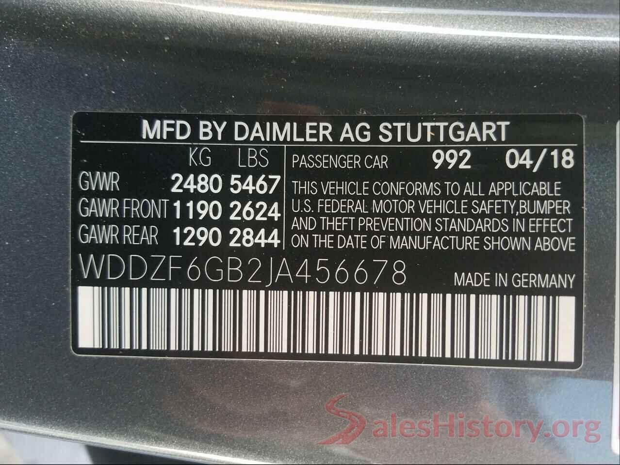 WDDZF6GB2JA456678 2018 MERCEDES-BENZ E-CLASS