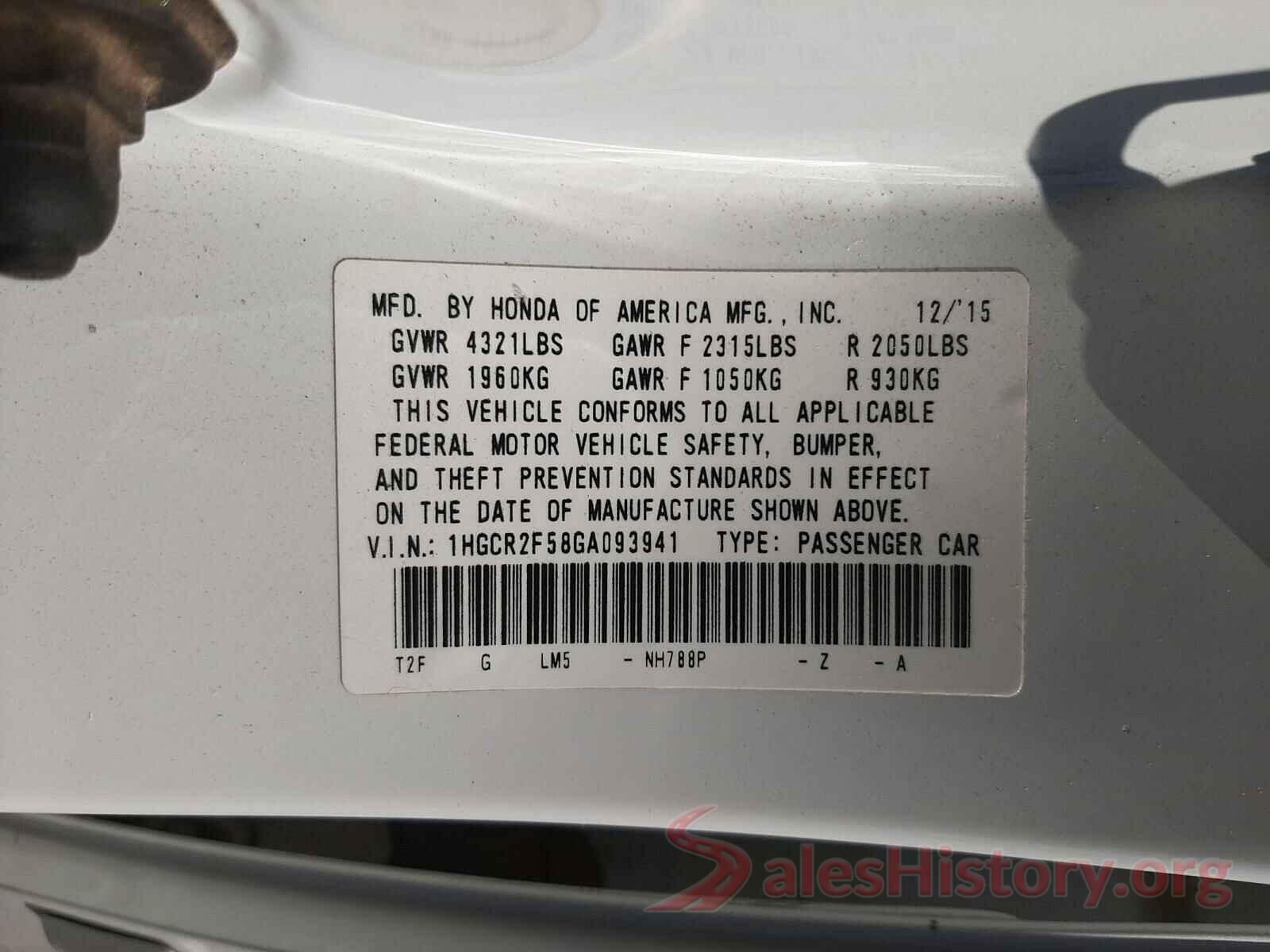 1HGCR2F58GA093941 2016 HONDA ACCORD