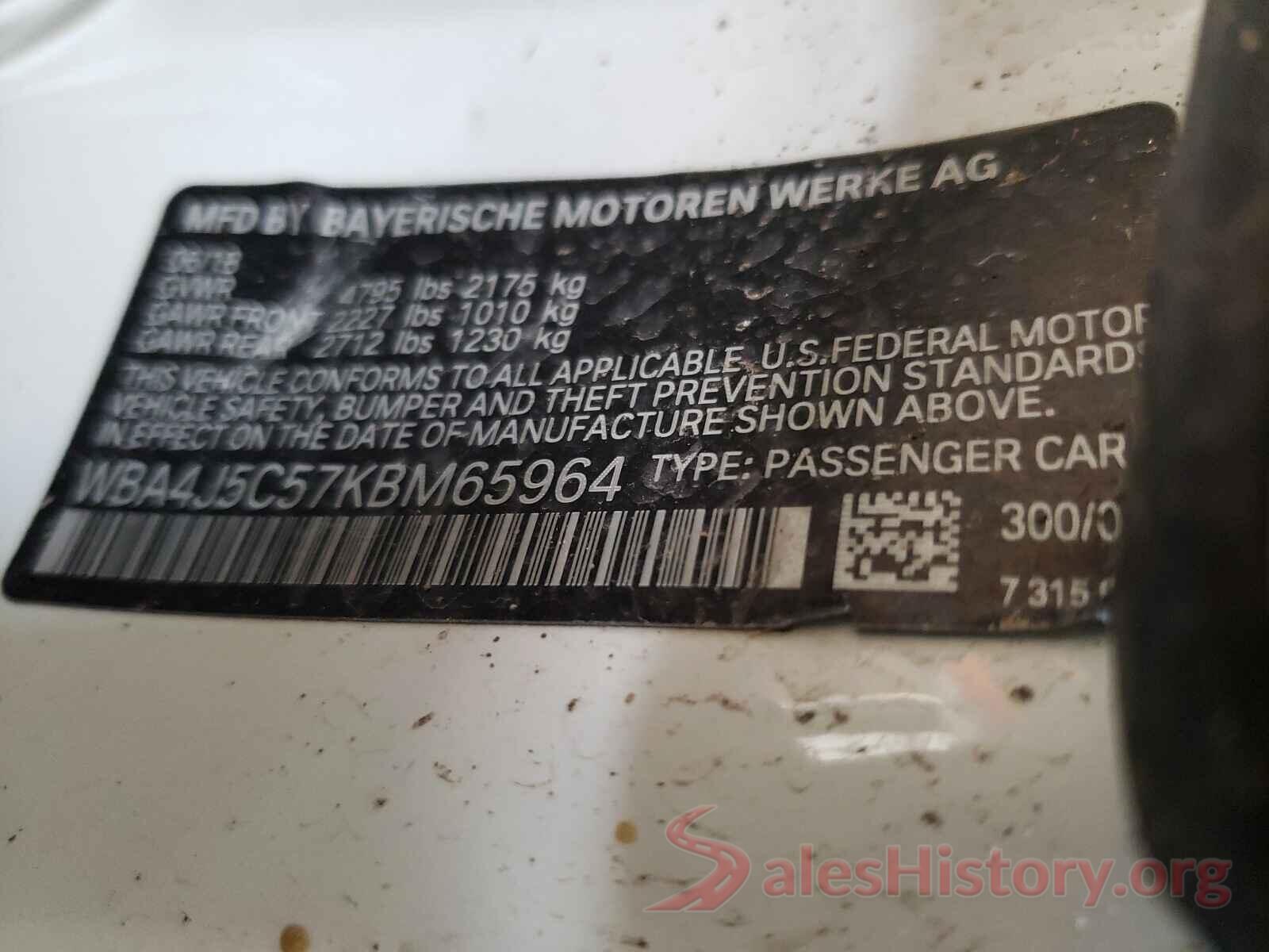 WBA4J5C57KBM65964 2019 BMW 4 SERIES