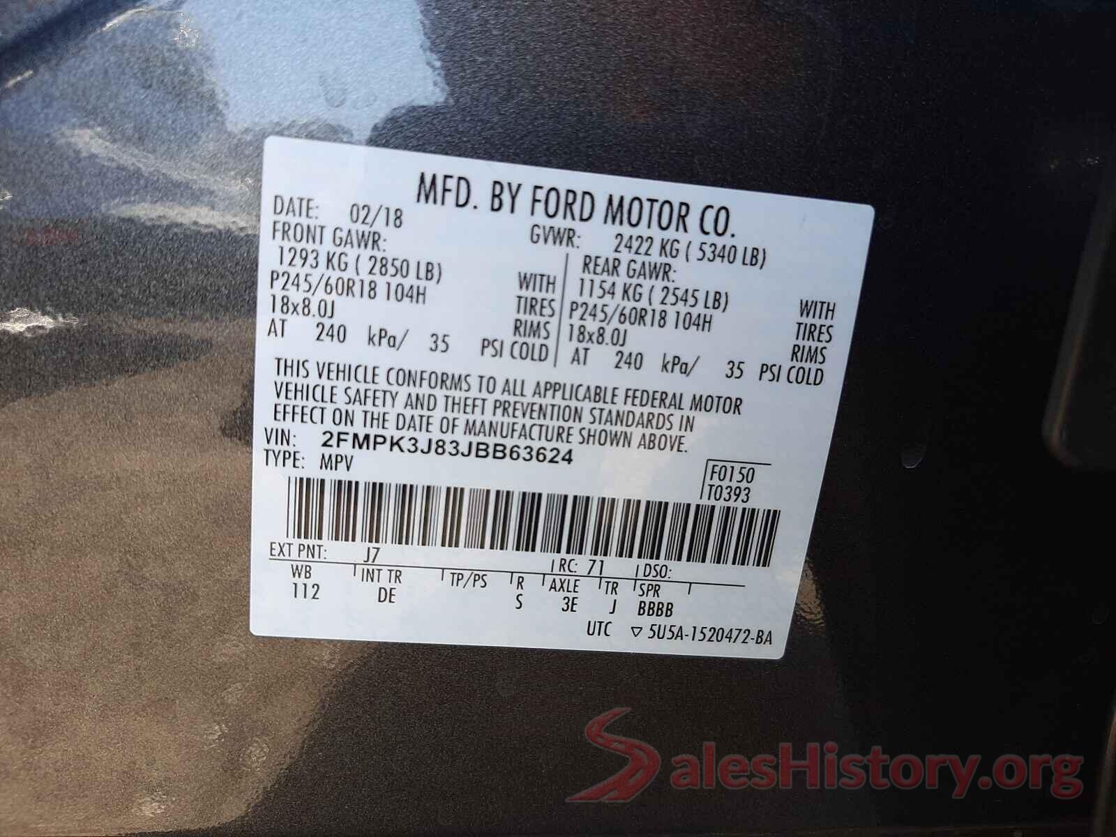 2FMPK3J83JBB63624 2018 FORD EDGE