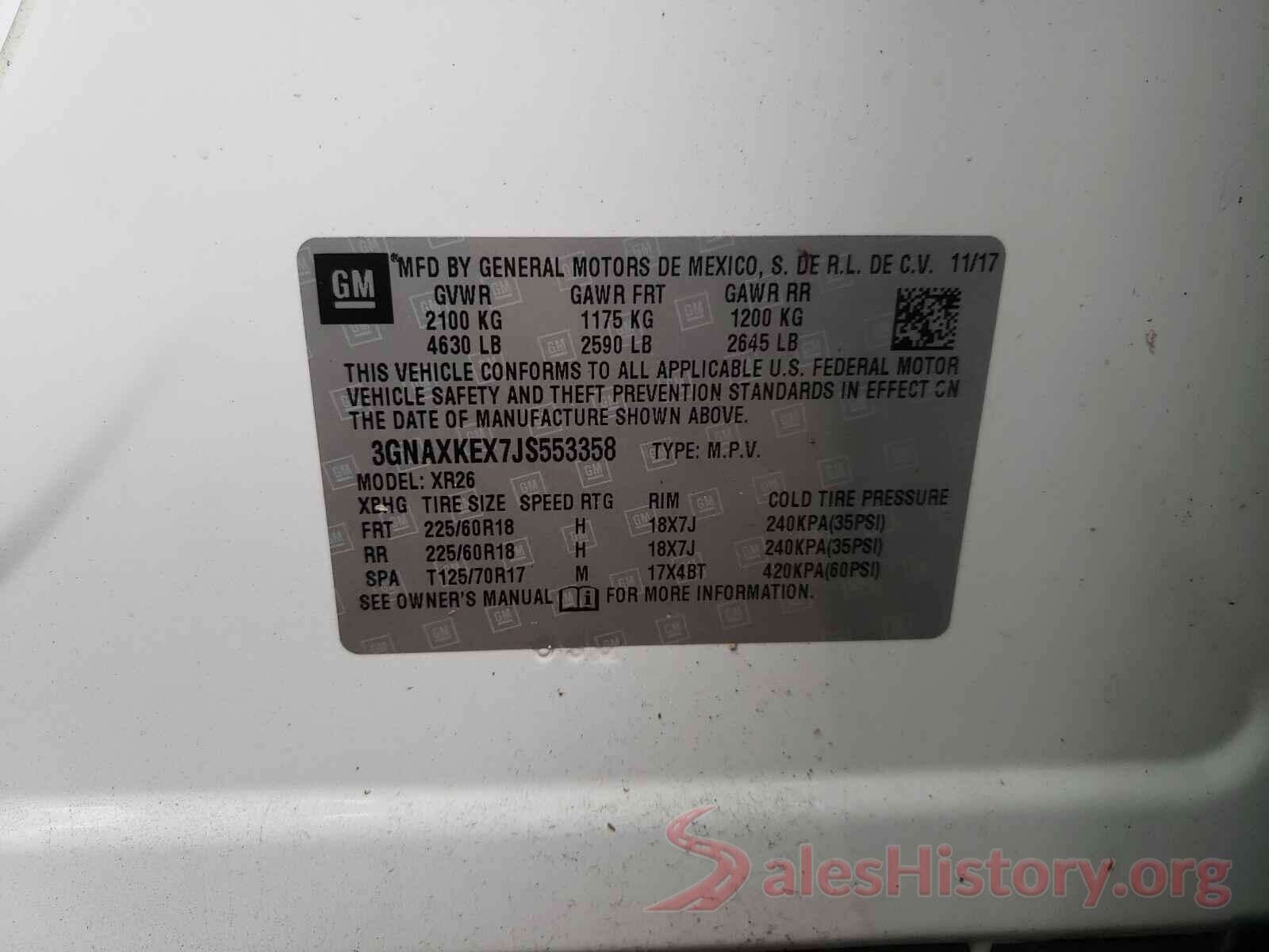 3GNAXKEX7JS553358 2018 CHEVROLET EQUINOX