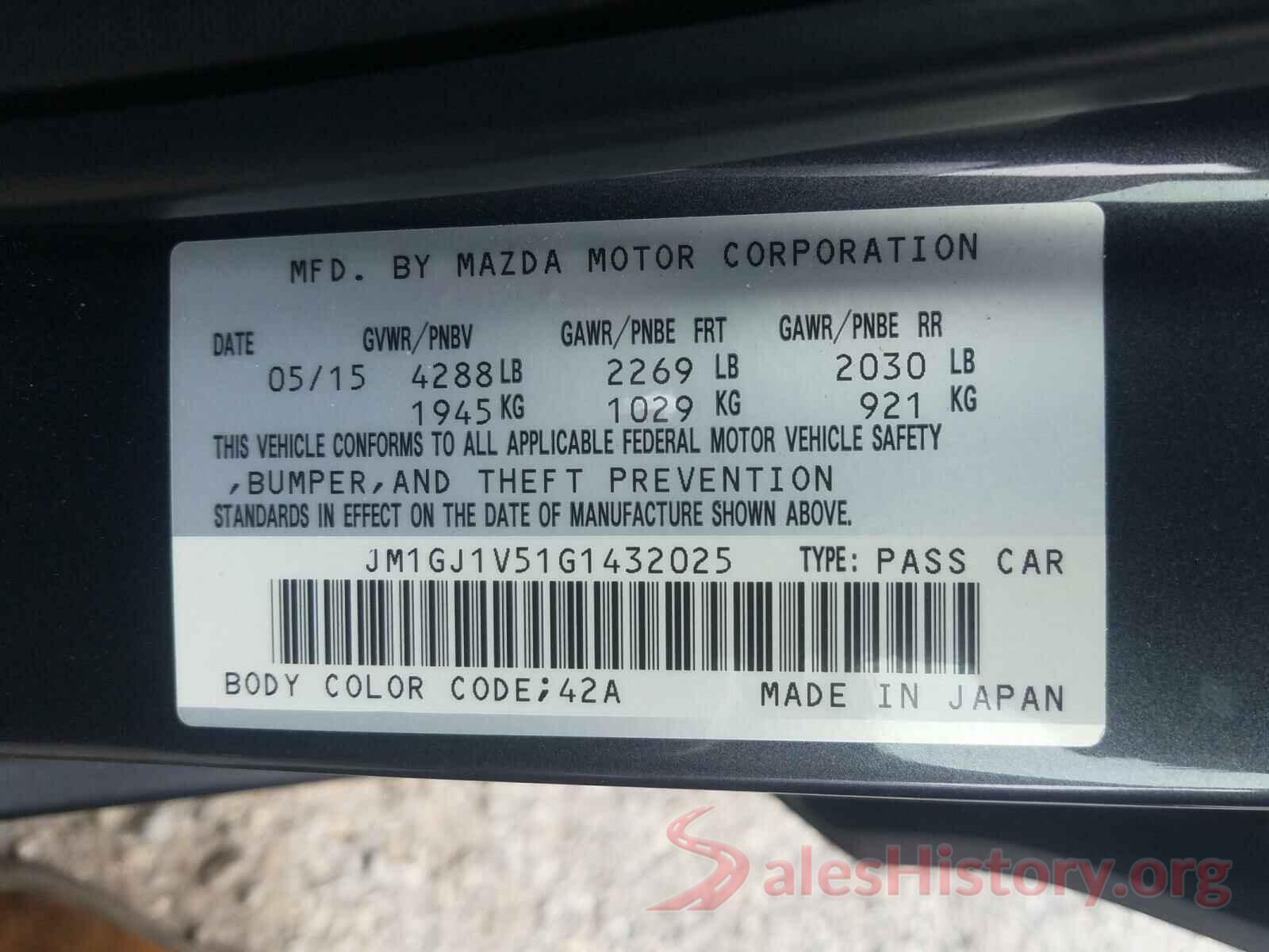 JM1GJ1V51G1432025 2016 MAZDA 6