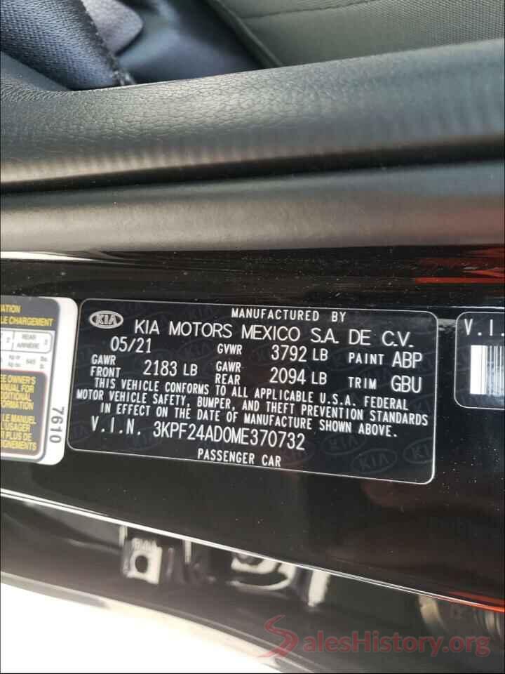 3KPF24AD0ME370732 2021 KIA FORTE