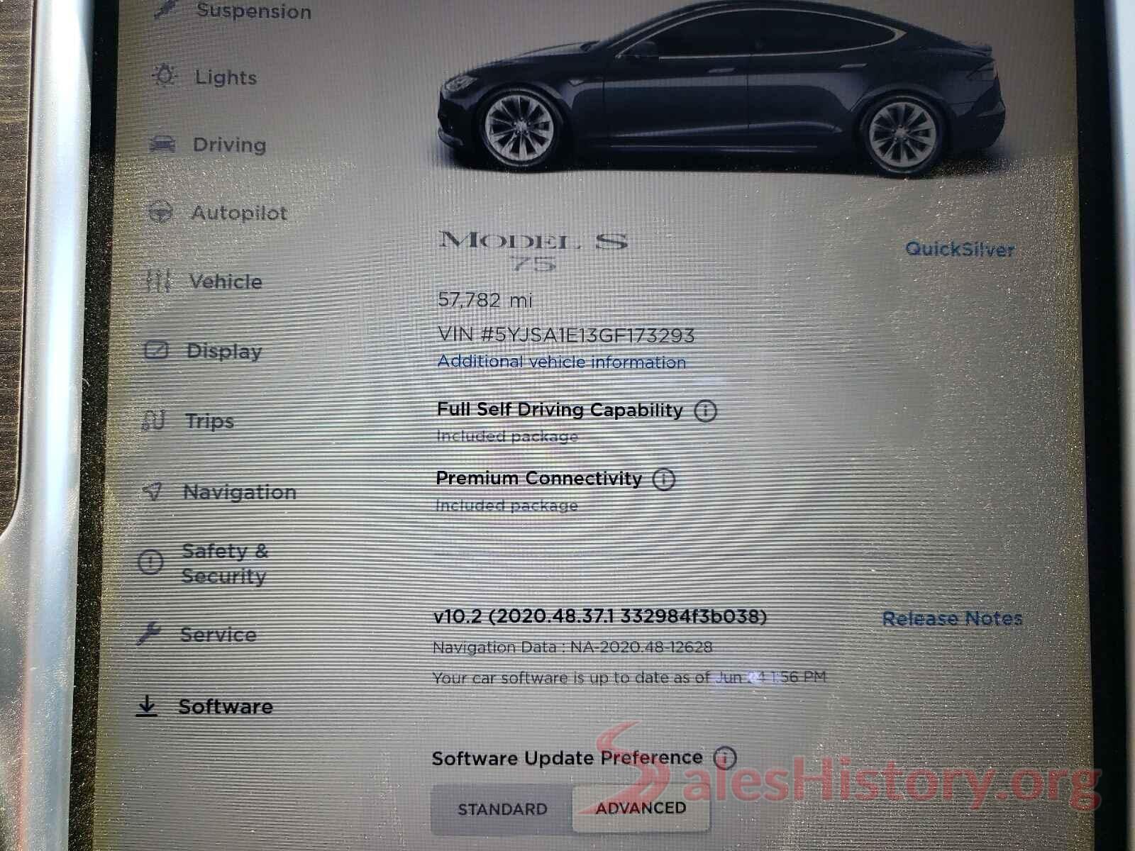 5YJSA1E13GF173293 2016 TESLA MODEL S