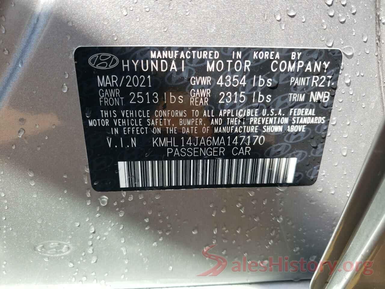 KMHL14JA6MA147170 2021 HYUNDAI SONATA