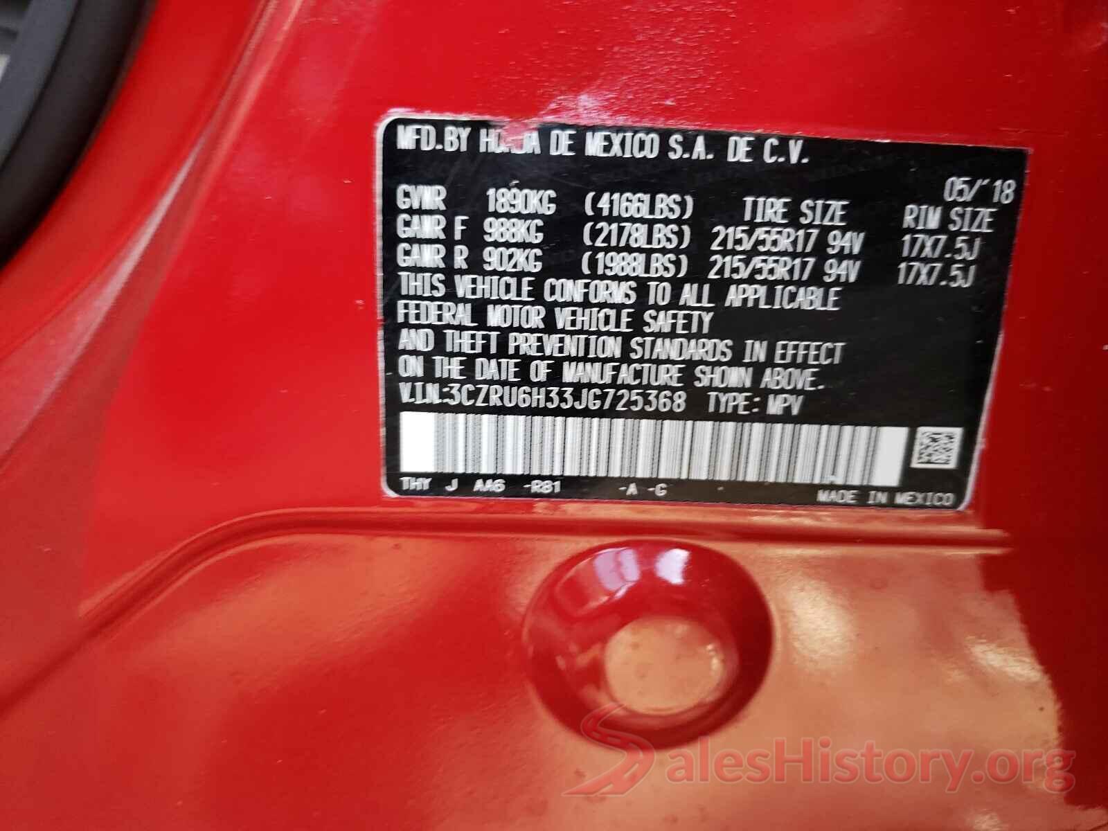 3CZRU6H33JG725368 2018 HONDA HR-V