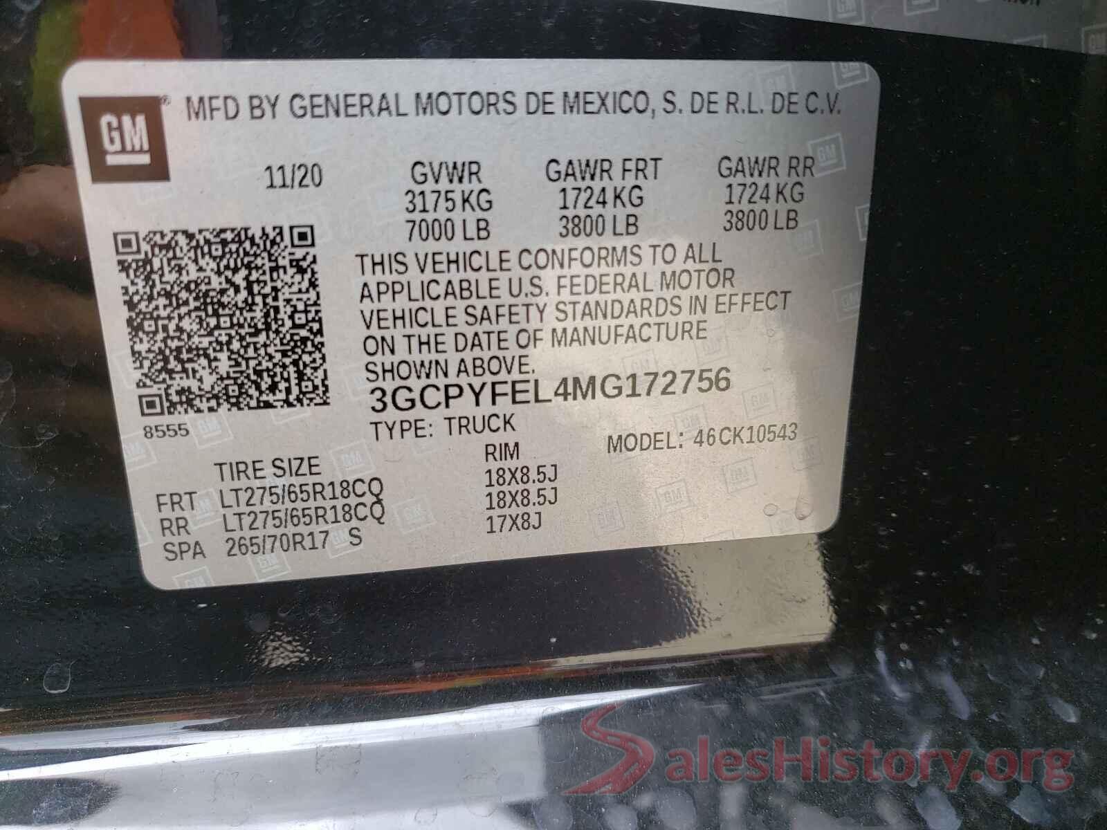 3GCPYFEL4MG172756 2021 CHEVROLET SILVERADO