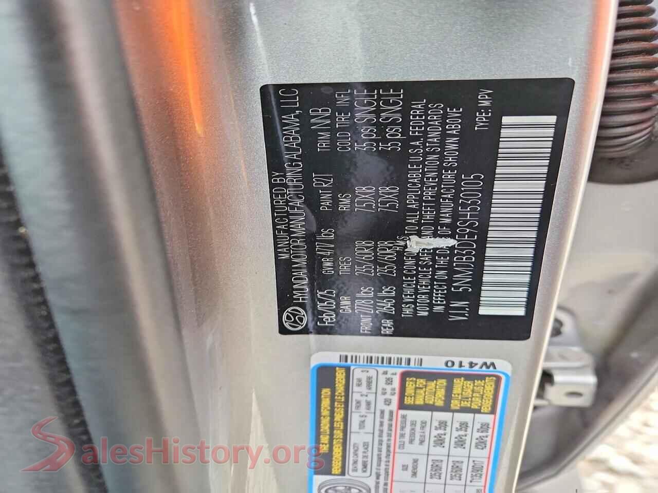 2025 HYUNDAI TUCSON VIN 5NMJB3DE9SH530105, damage close-up
