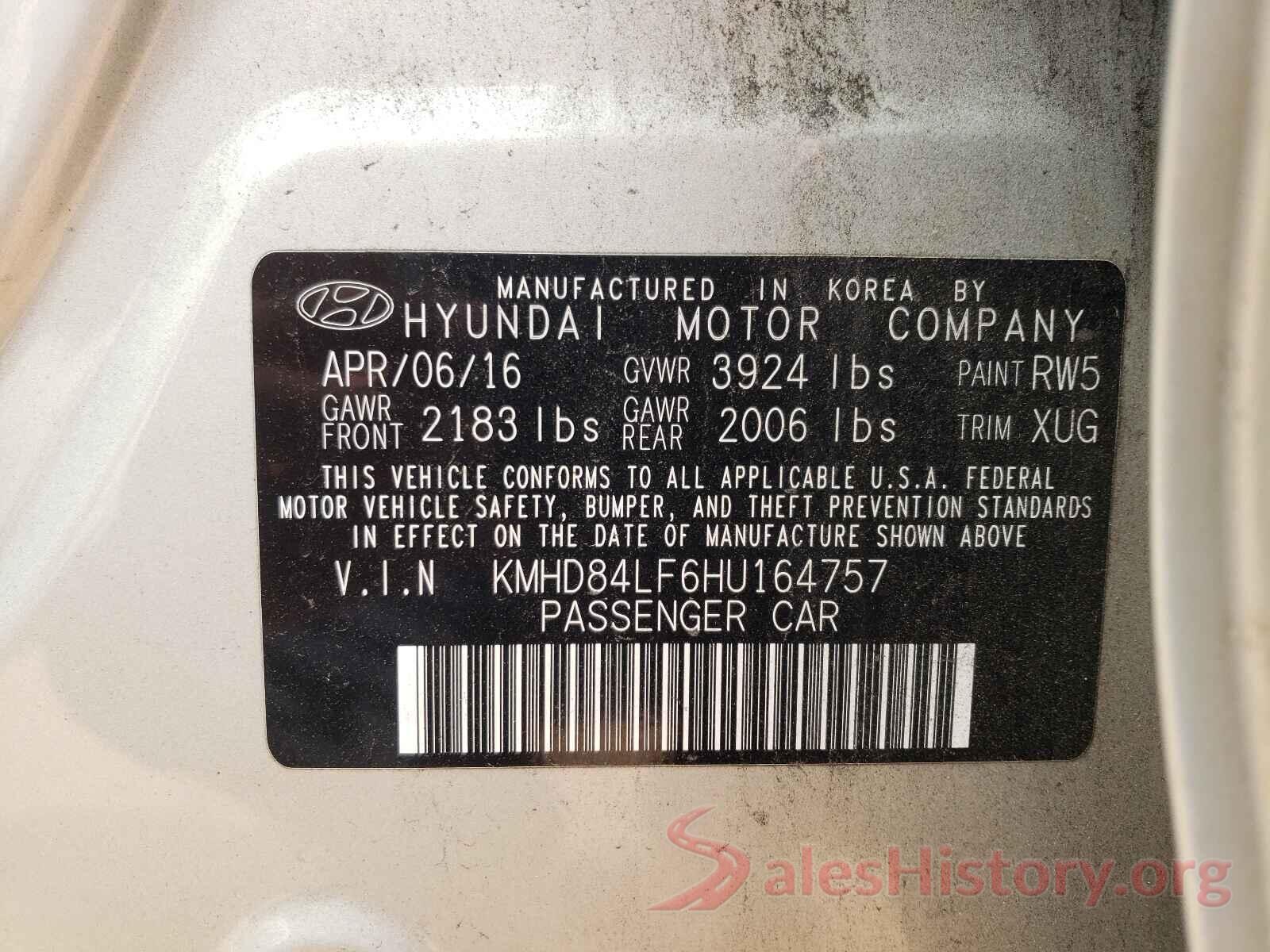 KMHD84LF6HU164757 2017 HYUNDAI ELANTRA