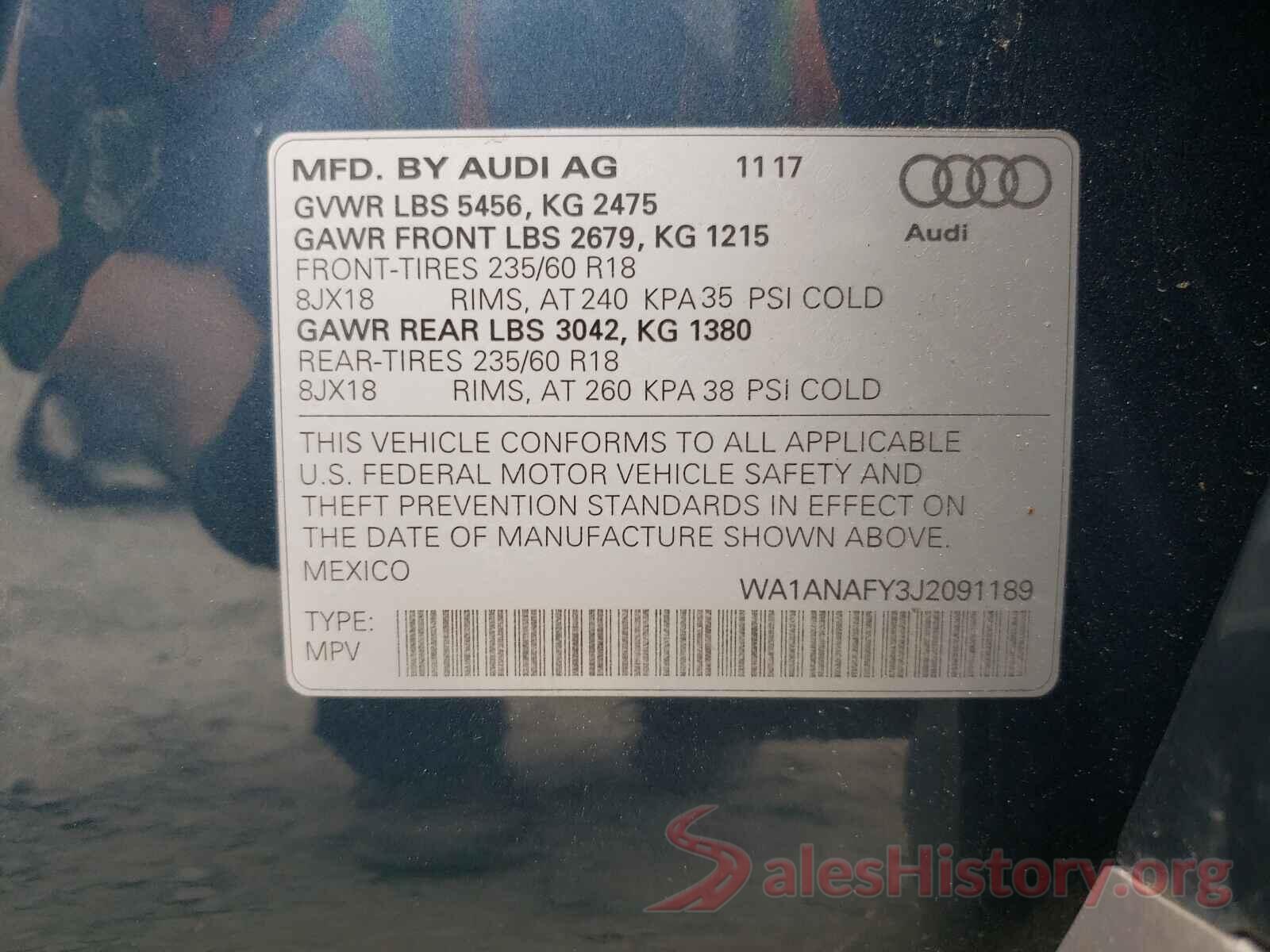 WA1ANAFY3J2091189 2018 AUDI Q5