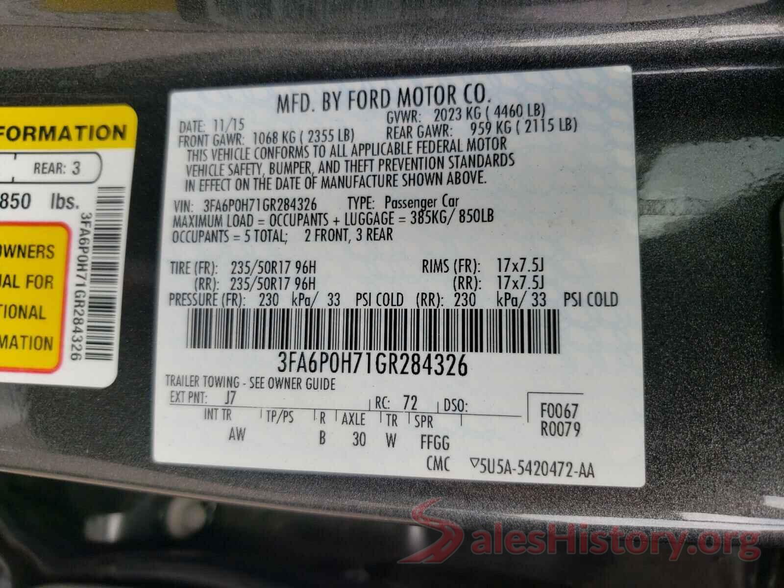 3FA6P0H71GR284326 2016 FORD FUSION