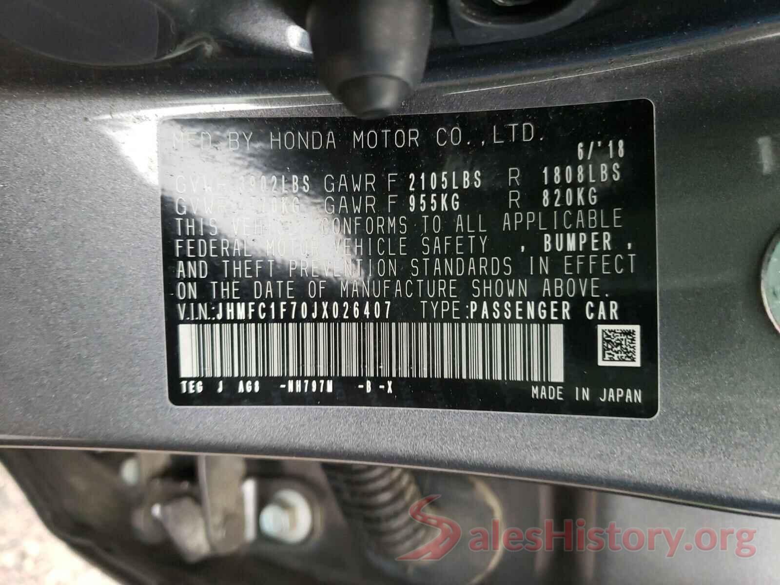 JHMFC1F70JX026407 2018 HONDA CIVIC