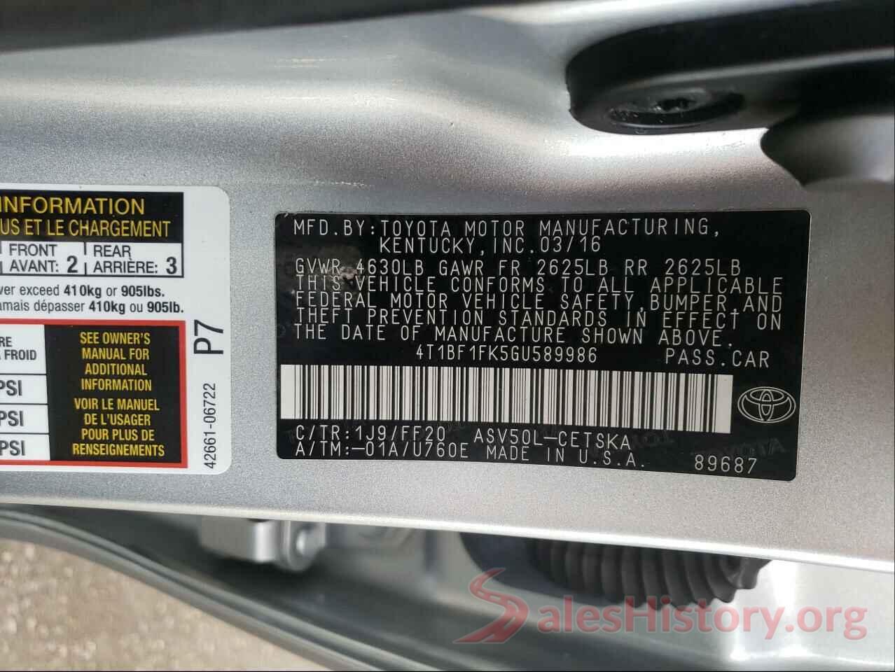 4T1BF1FK5GU589986 2016 TOYOTA CAMRY