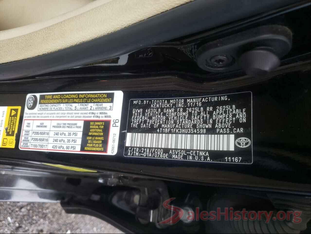 4T1BF1FK3HU354598 2017 TOYOTA CAMRY