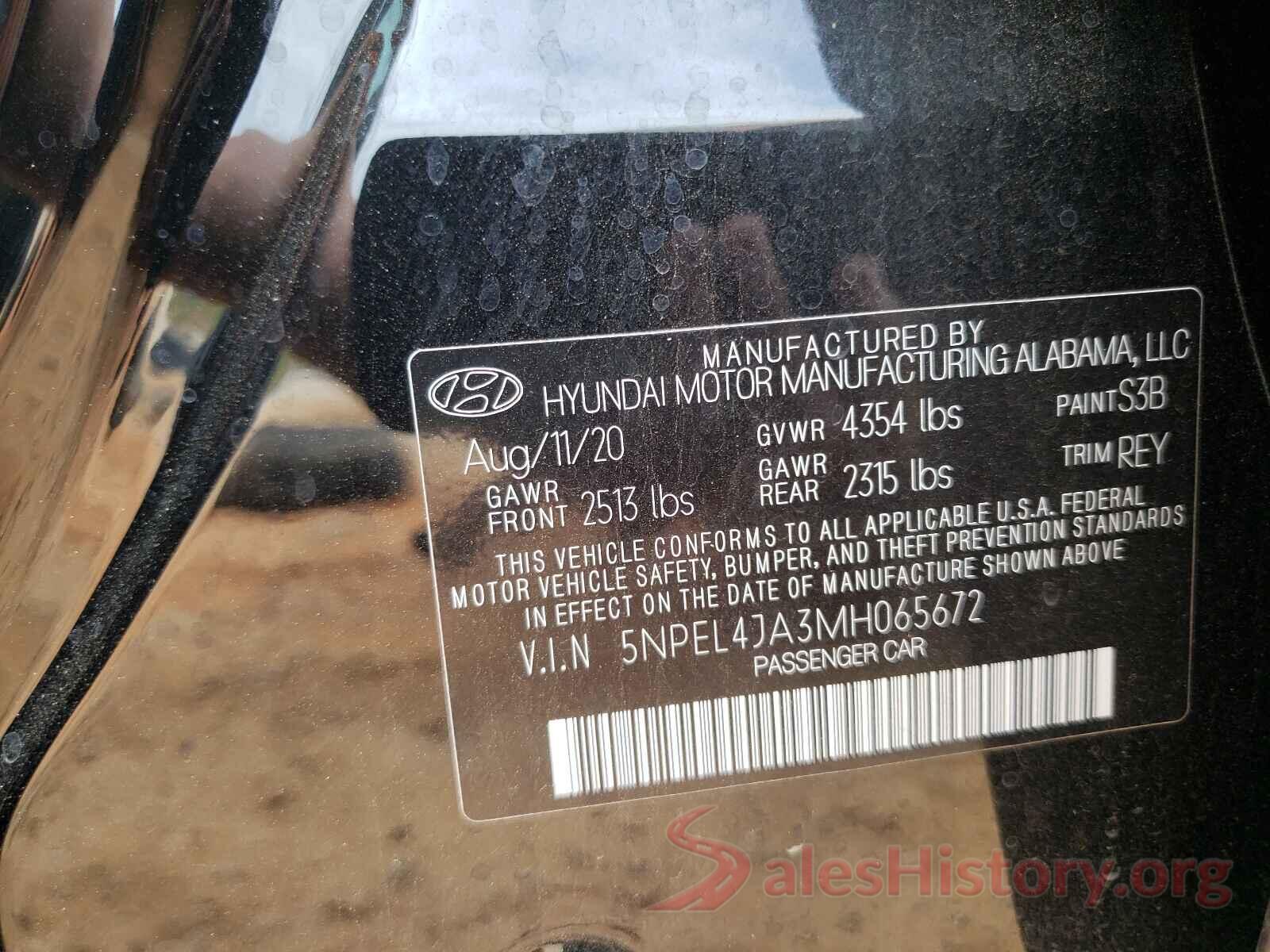 5NPEL4JA3MH065672 2021 HYUNDAI SONATA