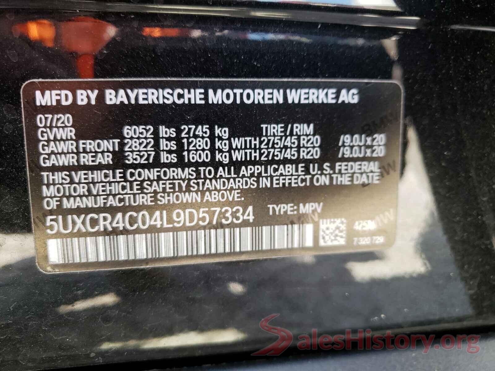 5UXCR4C04L9D57334 2020 BMW X5