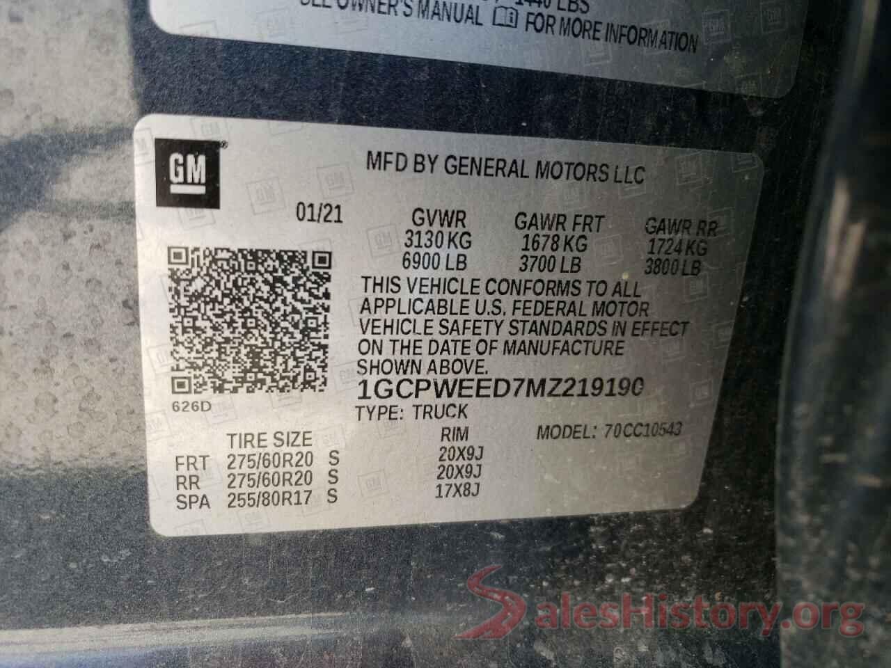 1GCPWEED7MZ219190 2021 CHEVROLET SILVERADO