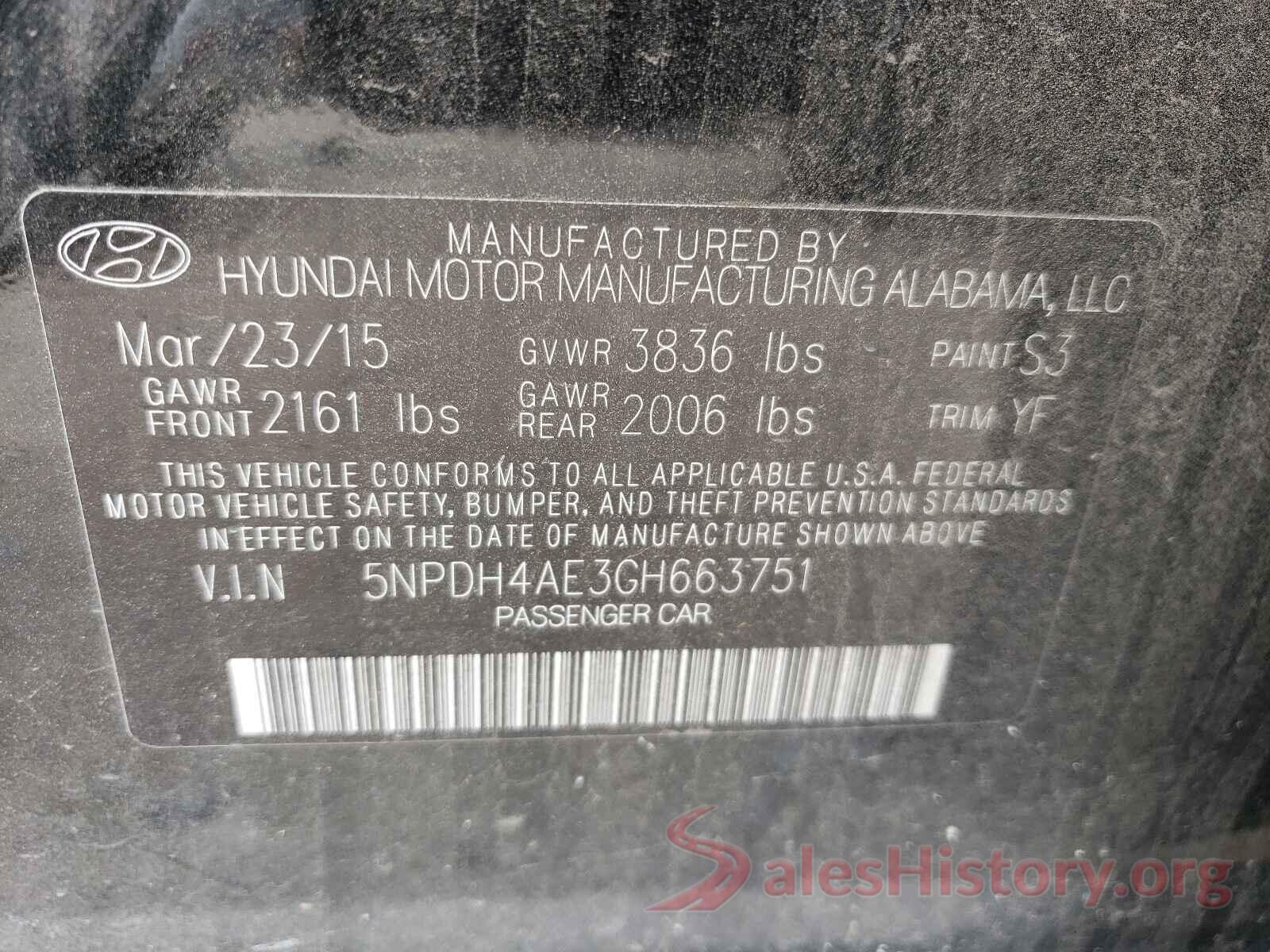 5NPDH4AE3GH663751 2016 HYUNDAI ELANTRA