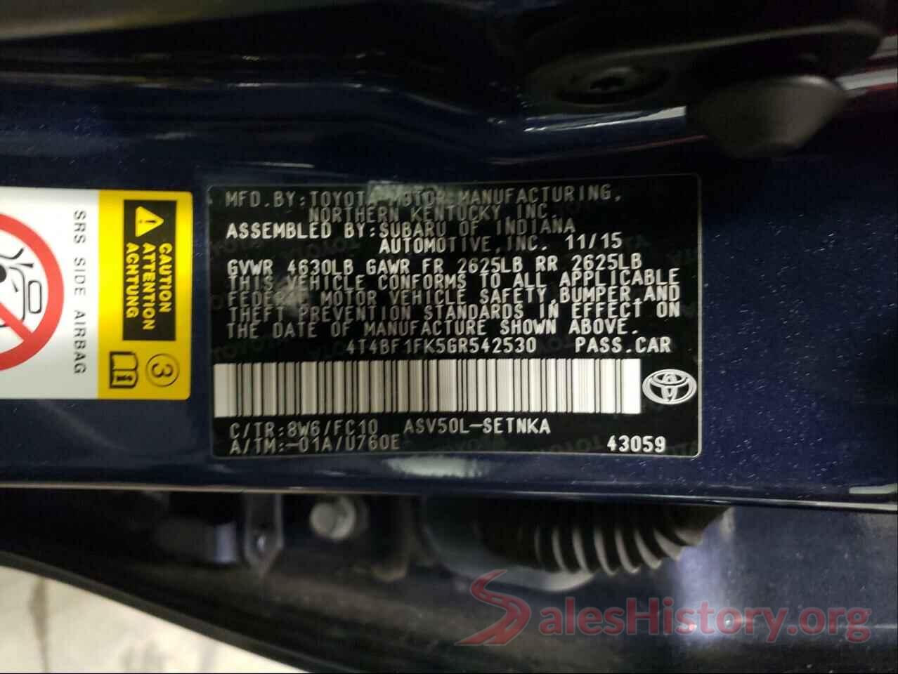 4T4BF1FK5GR542530 2016 TOYOTA CAMRY