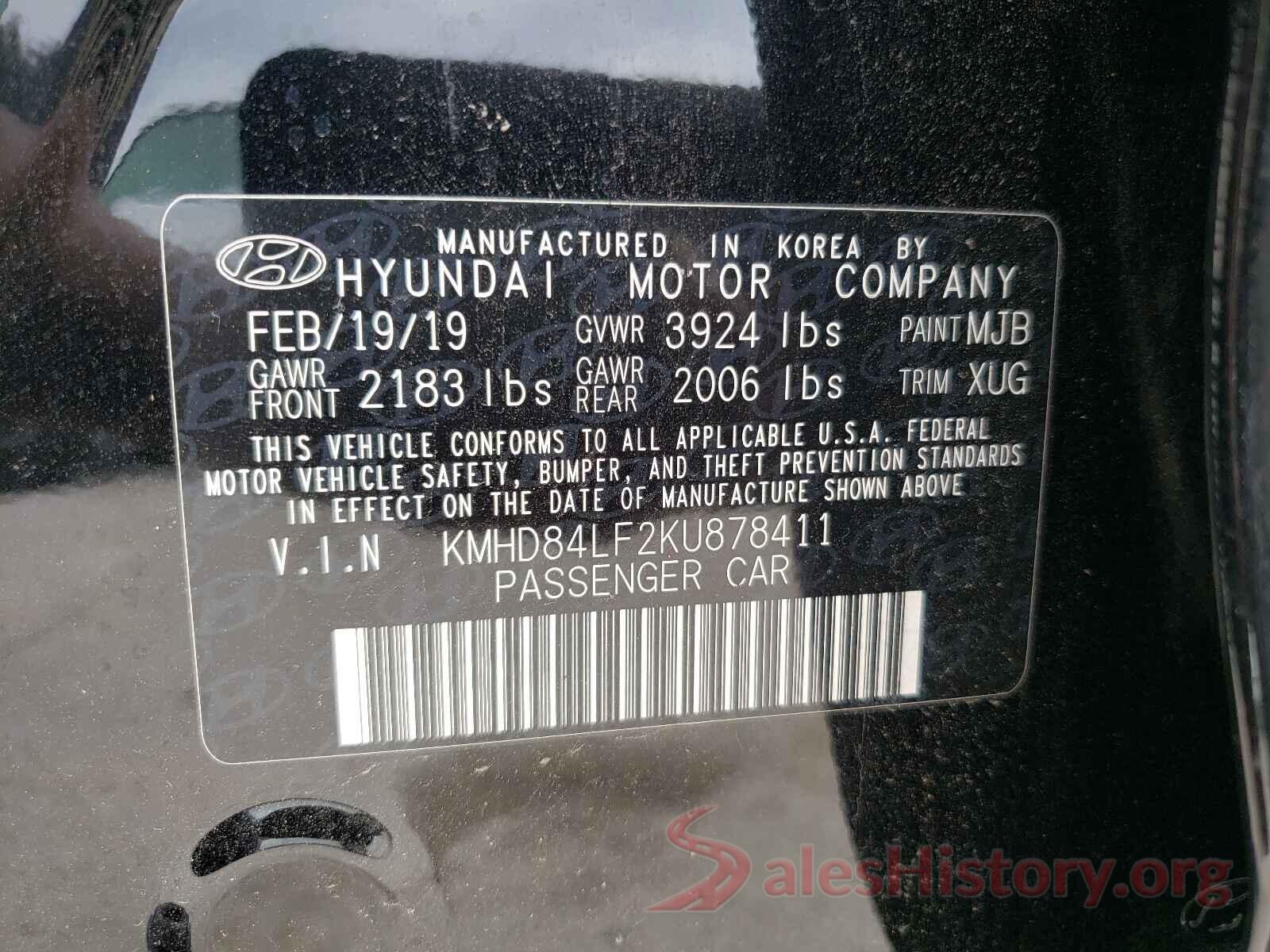 KMHD84LF2KU878411 2019 HYUNDAI ELANTRA