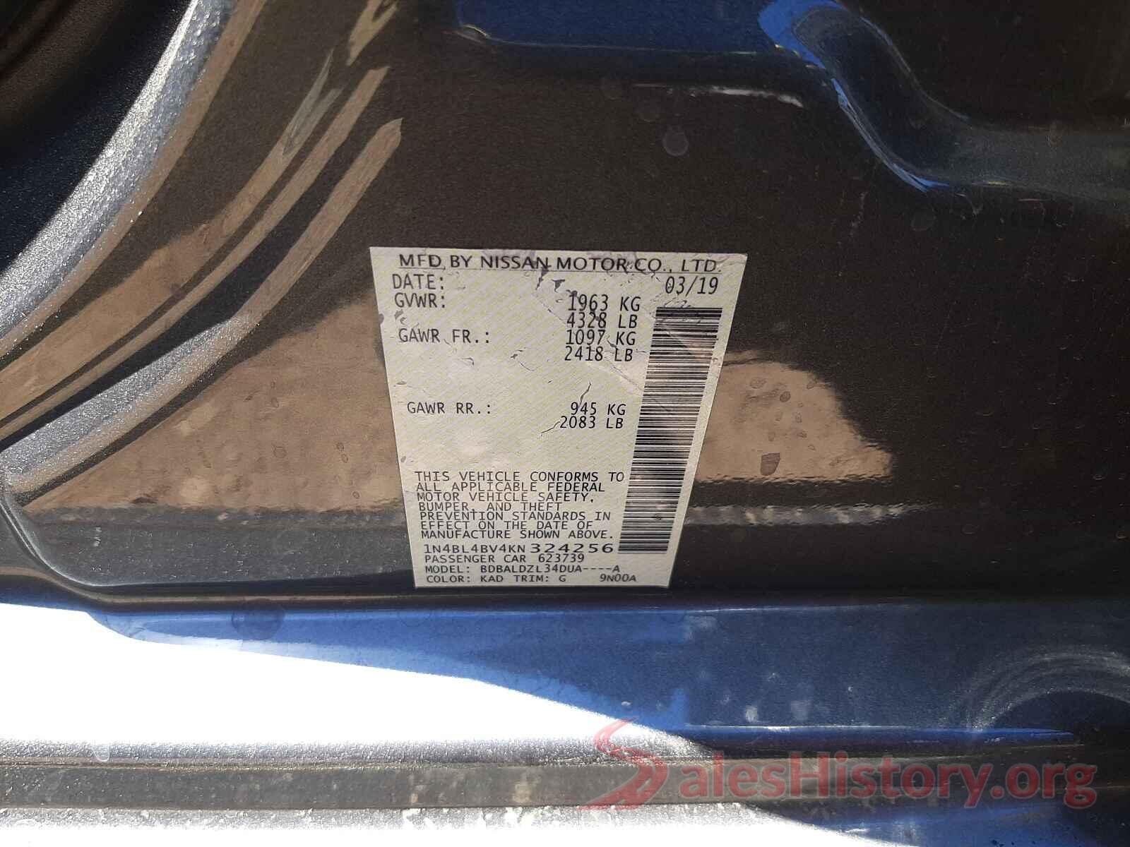 1N4BL4BV4KN324256 2019 NISSAN ALTIMA