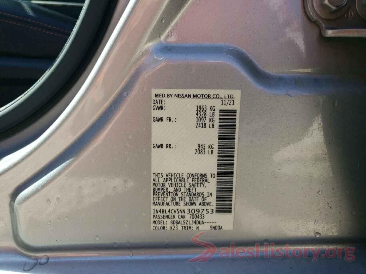 1N4BL4CV5NN309753 2022 NISSAN ALTIMA