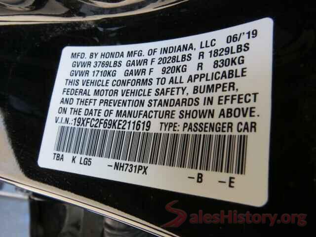 19XFC2F69KE211619 2019 HONDA CIVIC