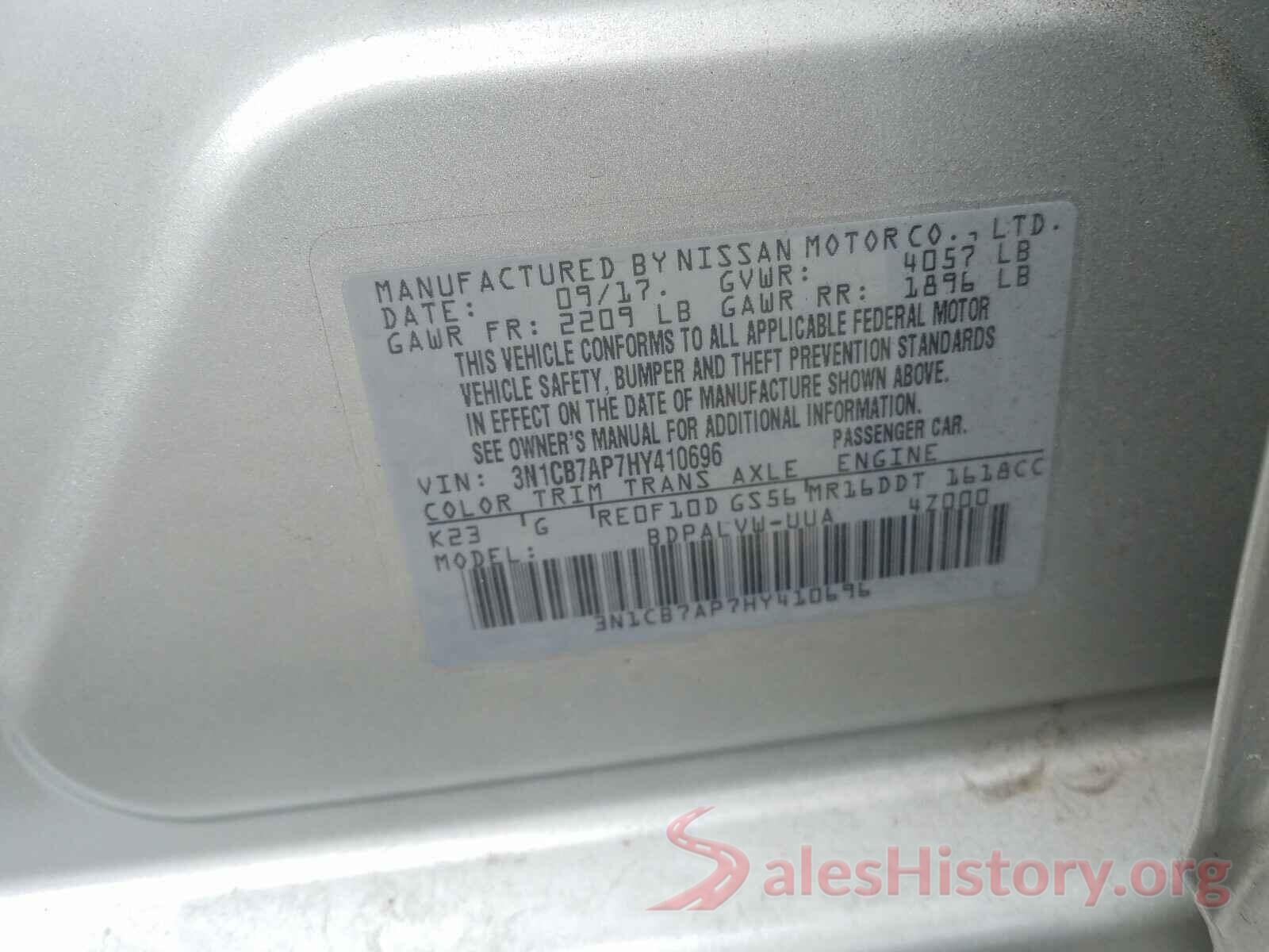 3N1CB7AP7HY410696 2017 NISSAN SENTRA