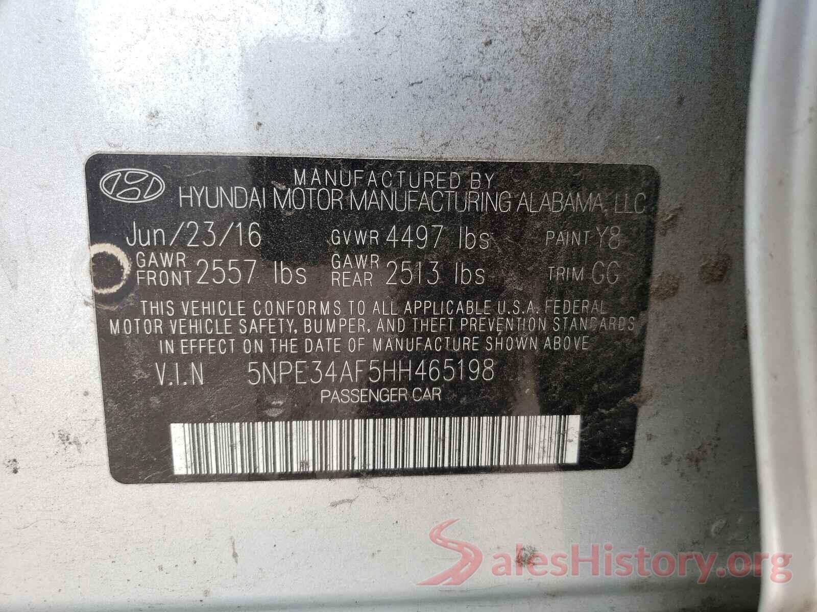 5NPE34AF5HH465198 2017 HYUNDAI SONATA