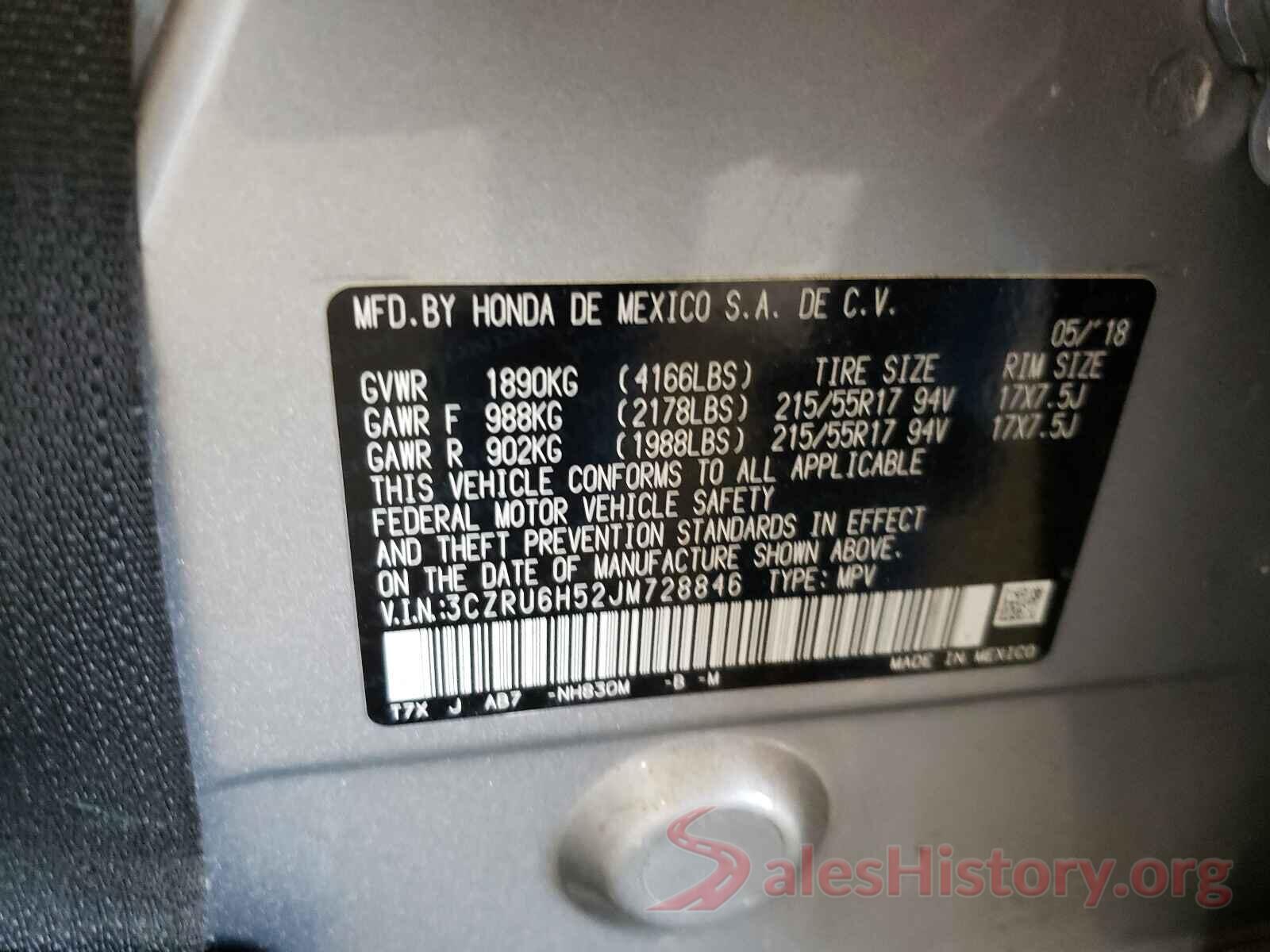 3CZRU6H52JM728846 2018 HONDA HR-V