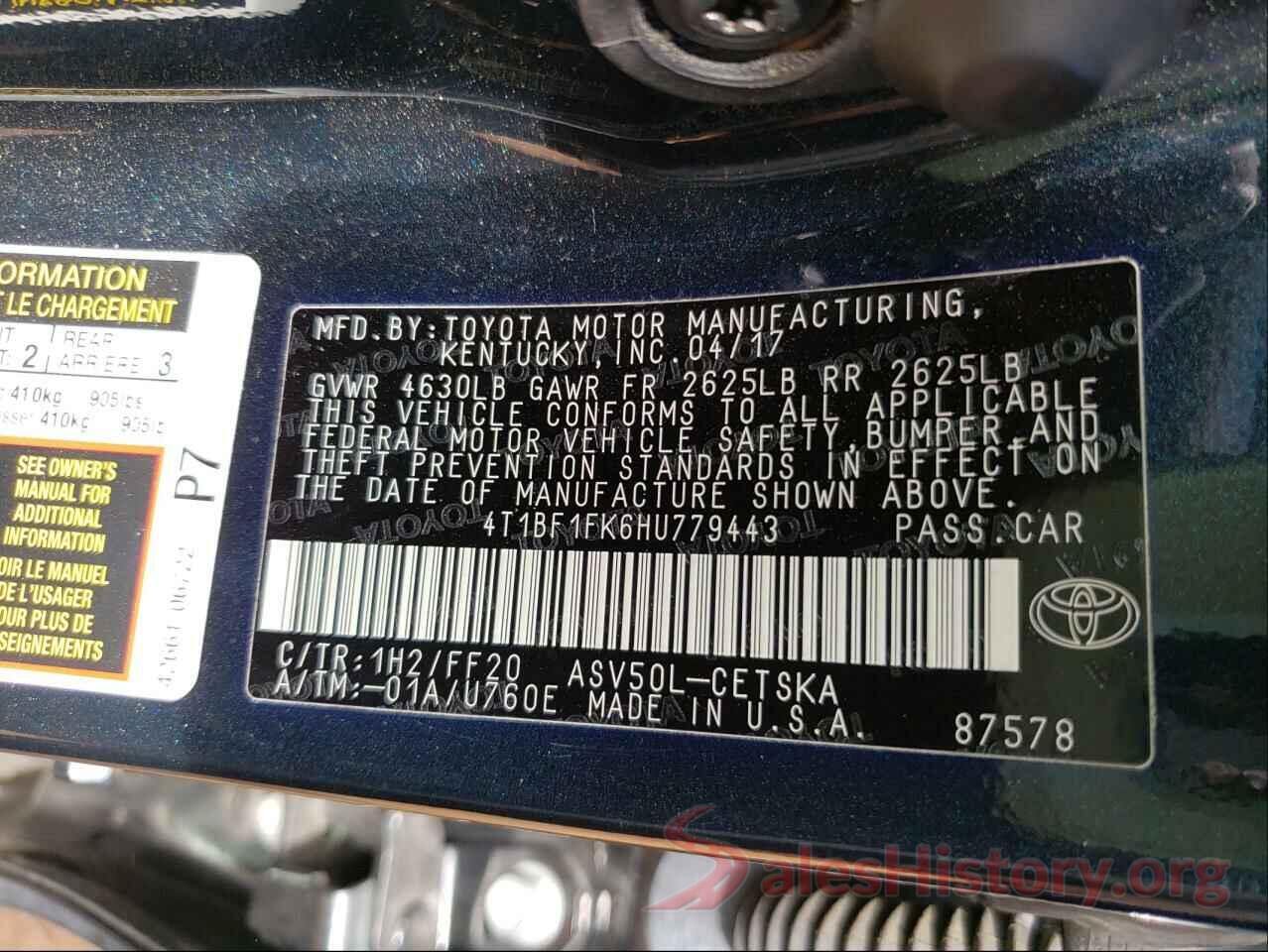 4T1BF1FK6HU779443 2017 TOYOTA CAMRY