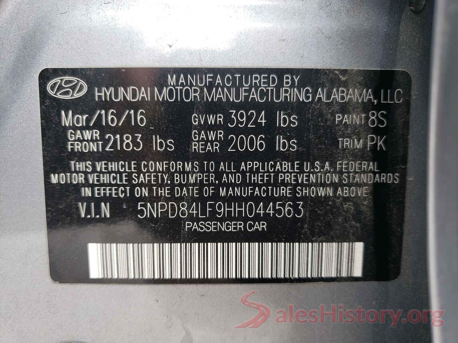 5NPD84LF9HH044563 2017 HYUNDAI ELANTRA