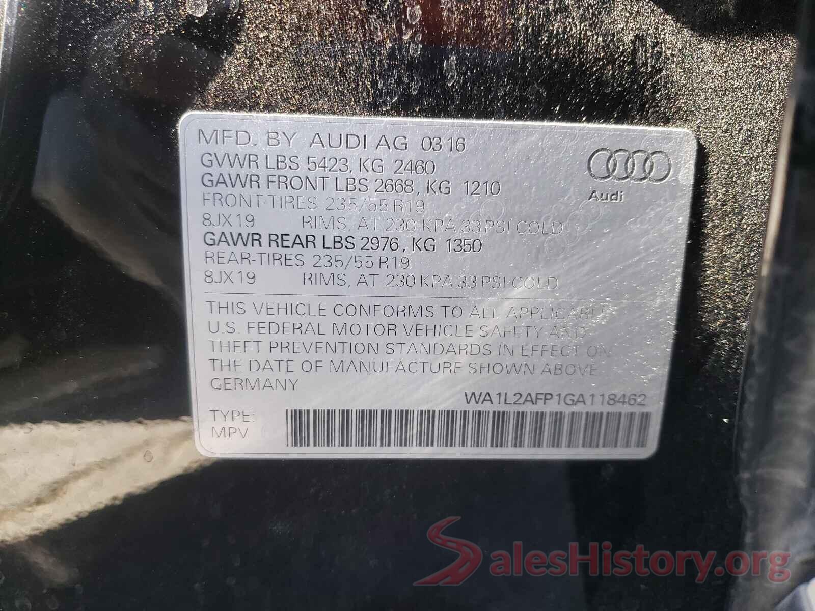 WA1L2AFP1GA118462 2016 AUDI Q5