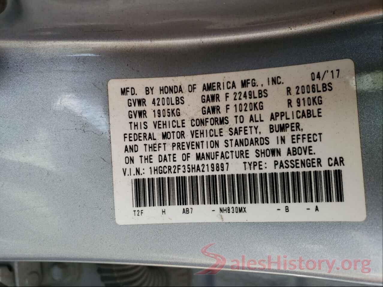 1HGCR2F35HA219897 2017 HONDA ACCORD