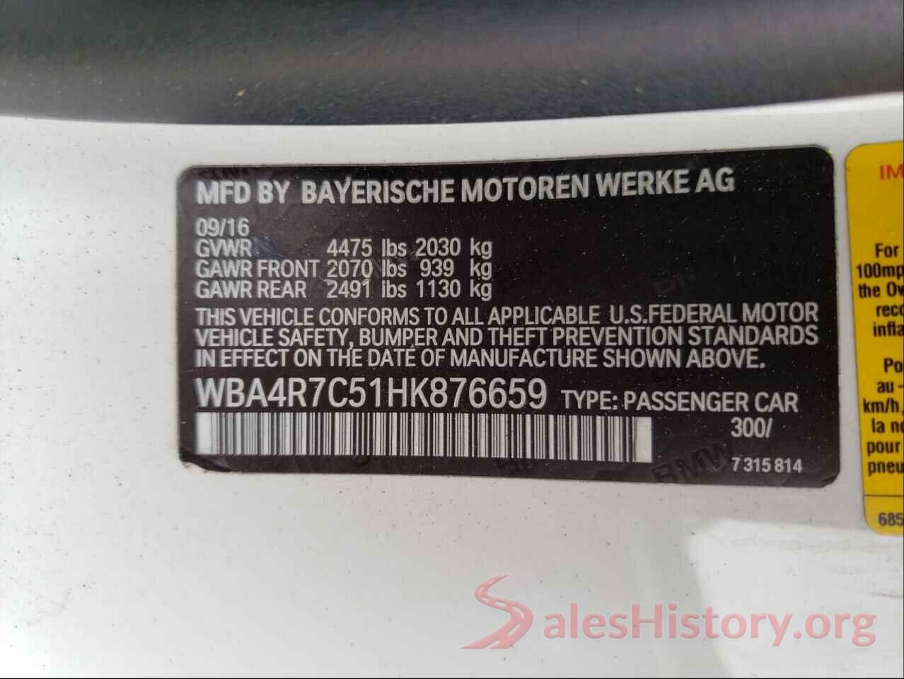 WBA4R7C51HK876659 2017 BMW 4 SERIES