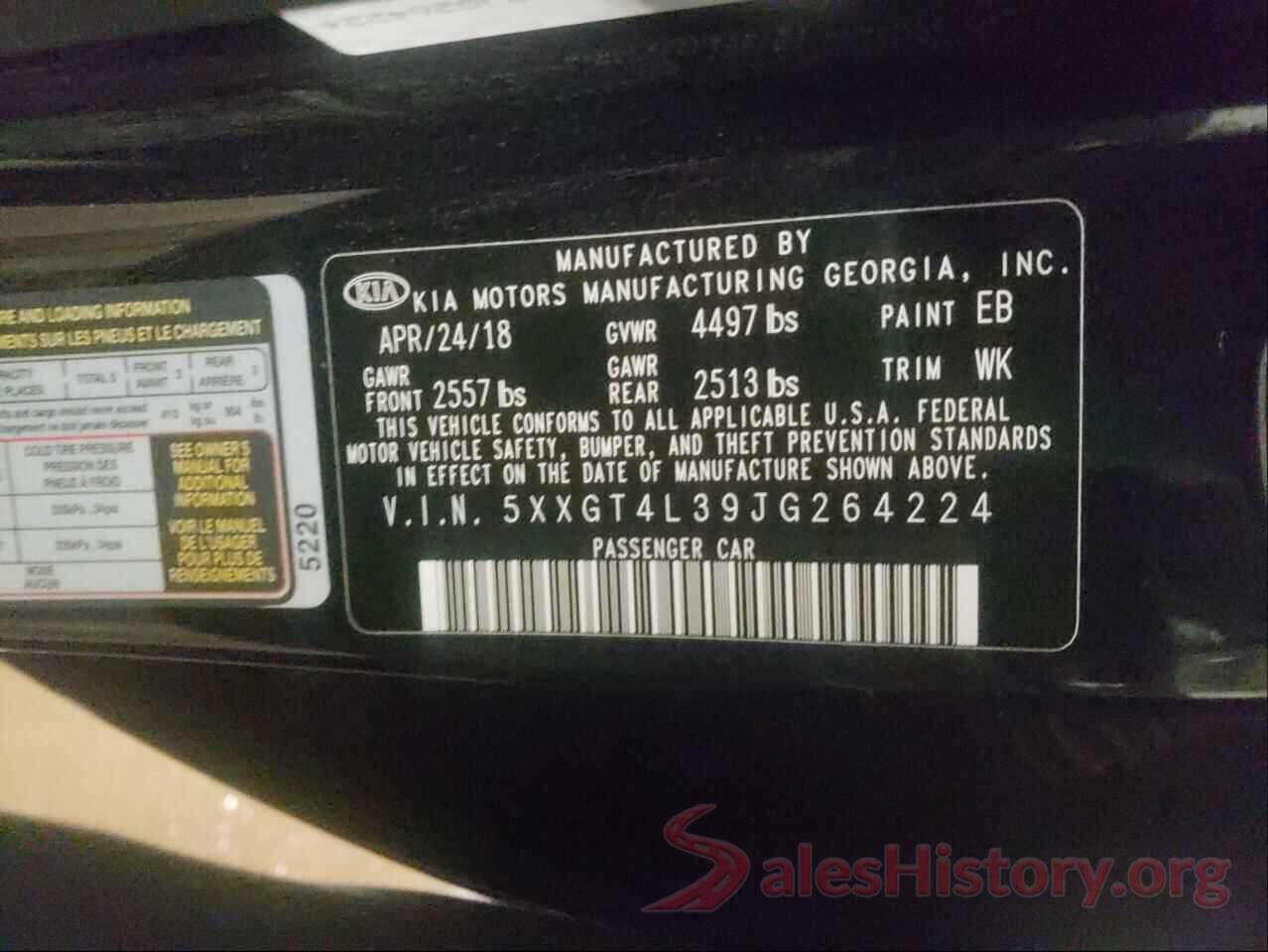 5XXGT4L39JG264224 2018 KIA OPTIMA