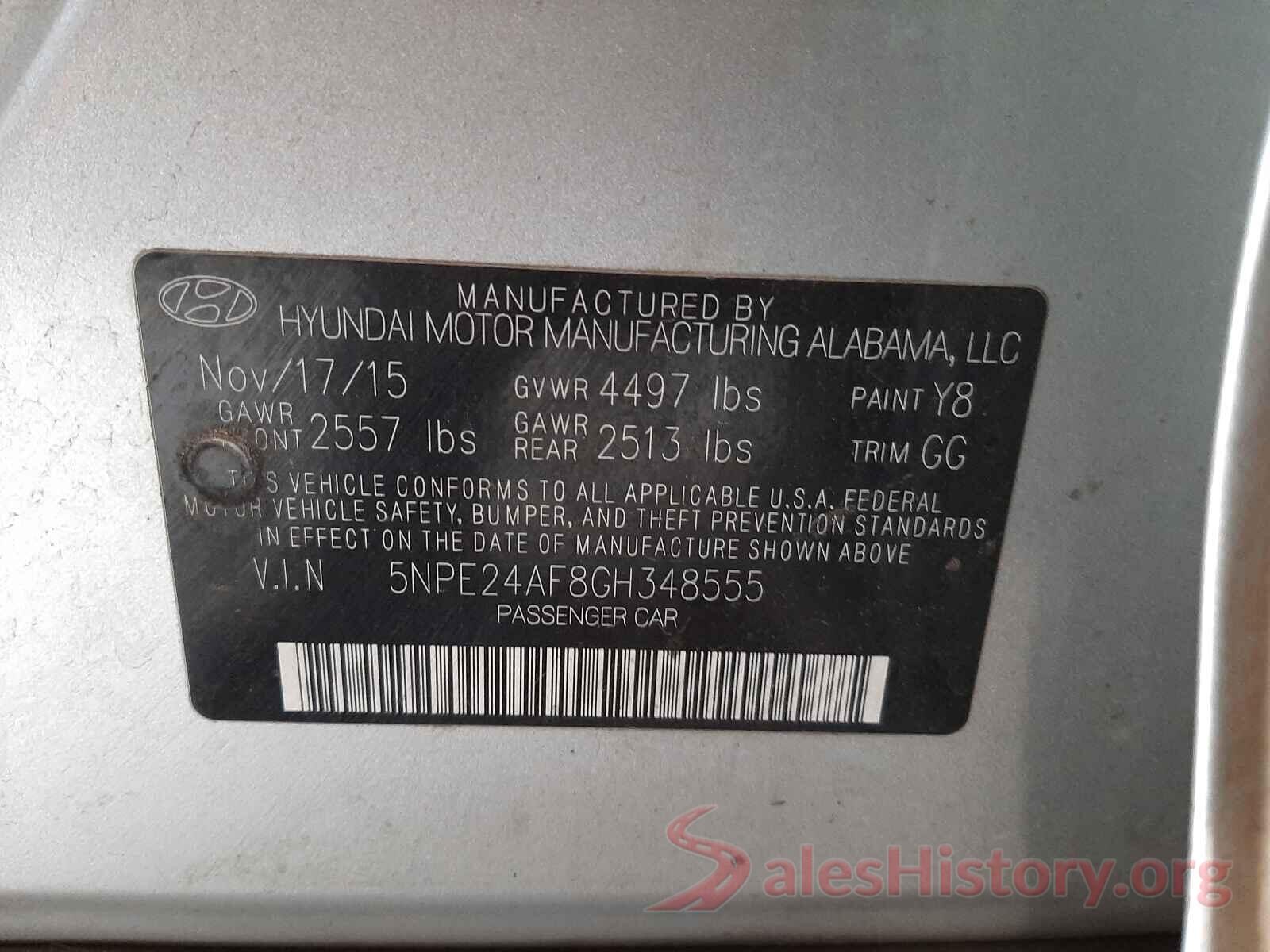 5NPE24AF8GH348555 2016 HYUNDAI SONATA