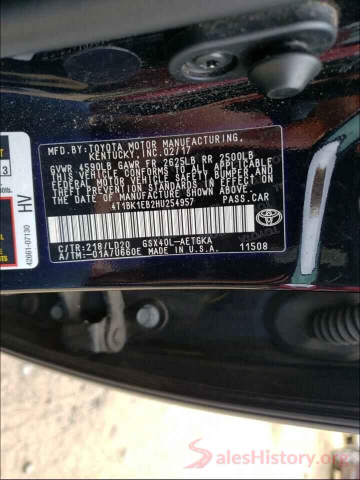 4T1BK1EB2HU254957 2017 TOYOTA AVALON