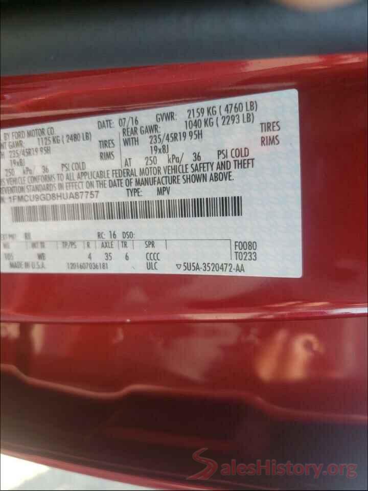 1FMCU9GD8HUA87757 2017 FORD ESCAPE