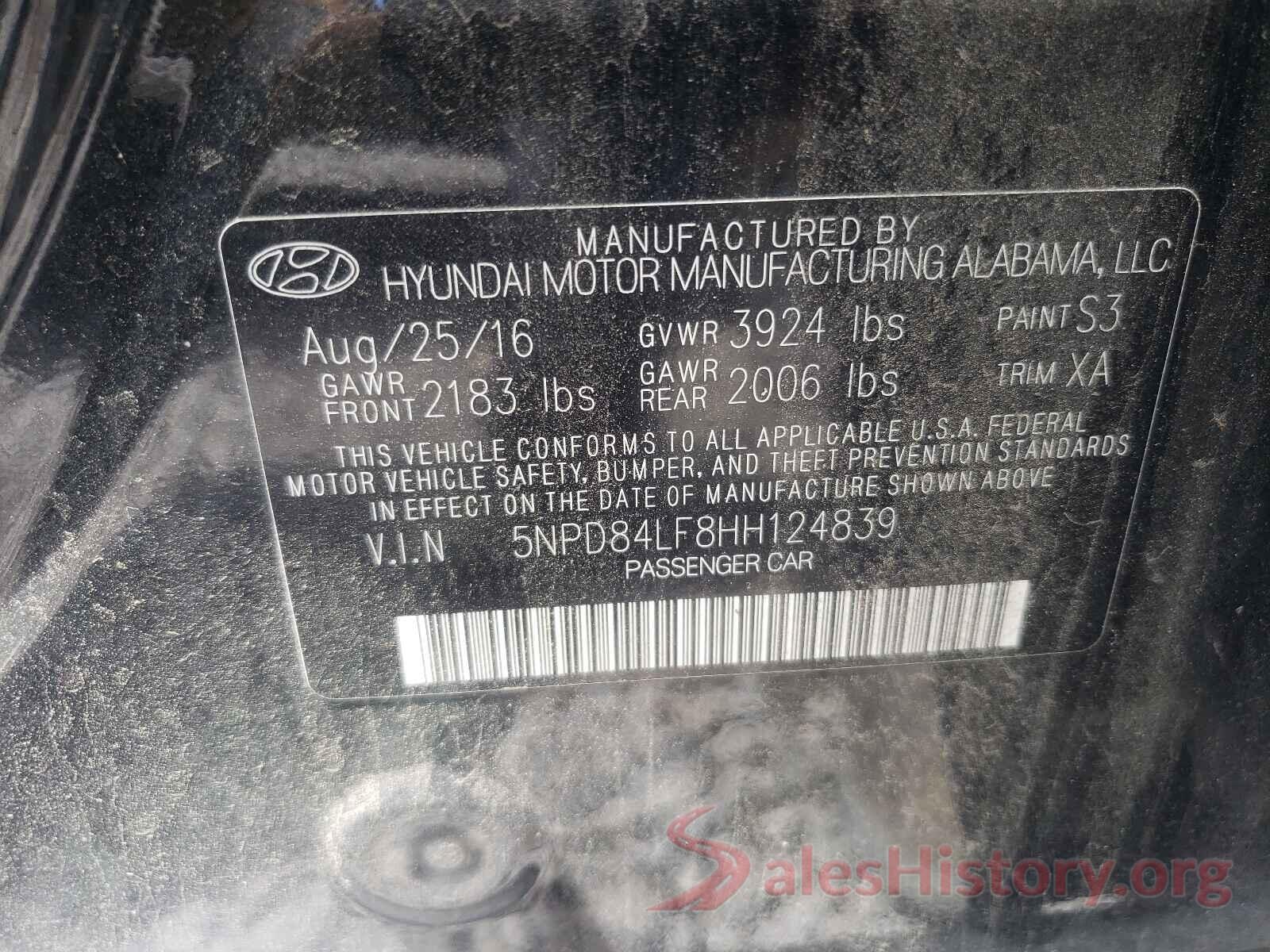 5NPD84LF8HH124839 2017 HYUNDAI ELANTRA