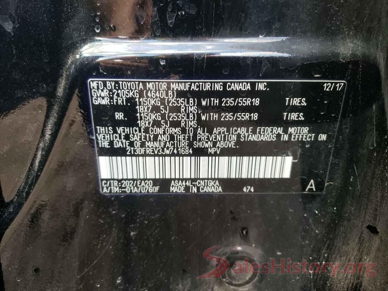 2T3DFREV3JW741684 2018 TOYOTA RAV4