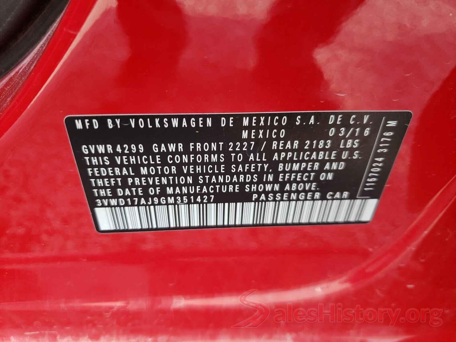 3VWD17AJ9GM351427 2016 VOLKSWAGEN JETTA