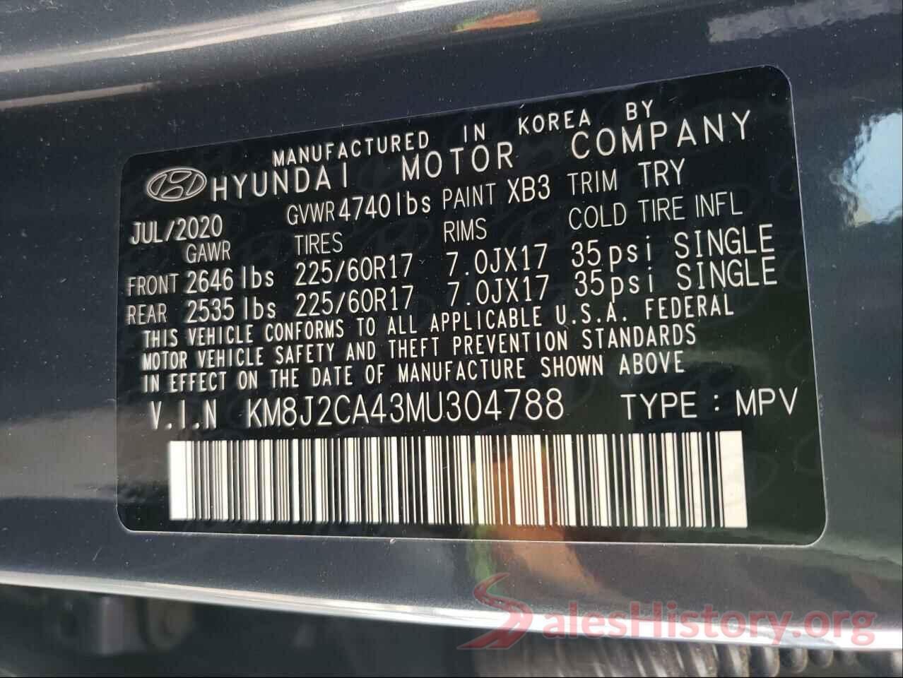 KM8J2CA43MU304788 2021 HYUNDAI TUCSON