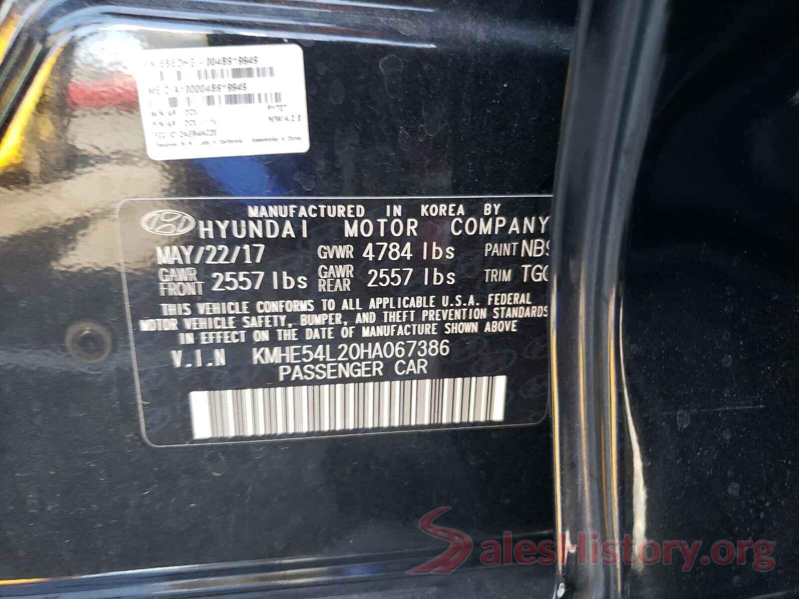 KMHE54L20HA067386 2017 HYUNDAI SONATA