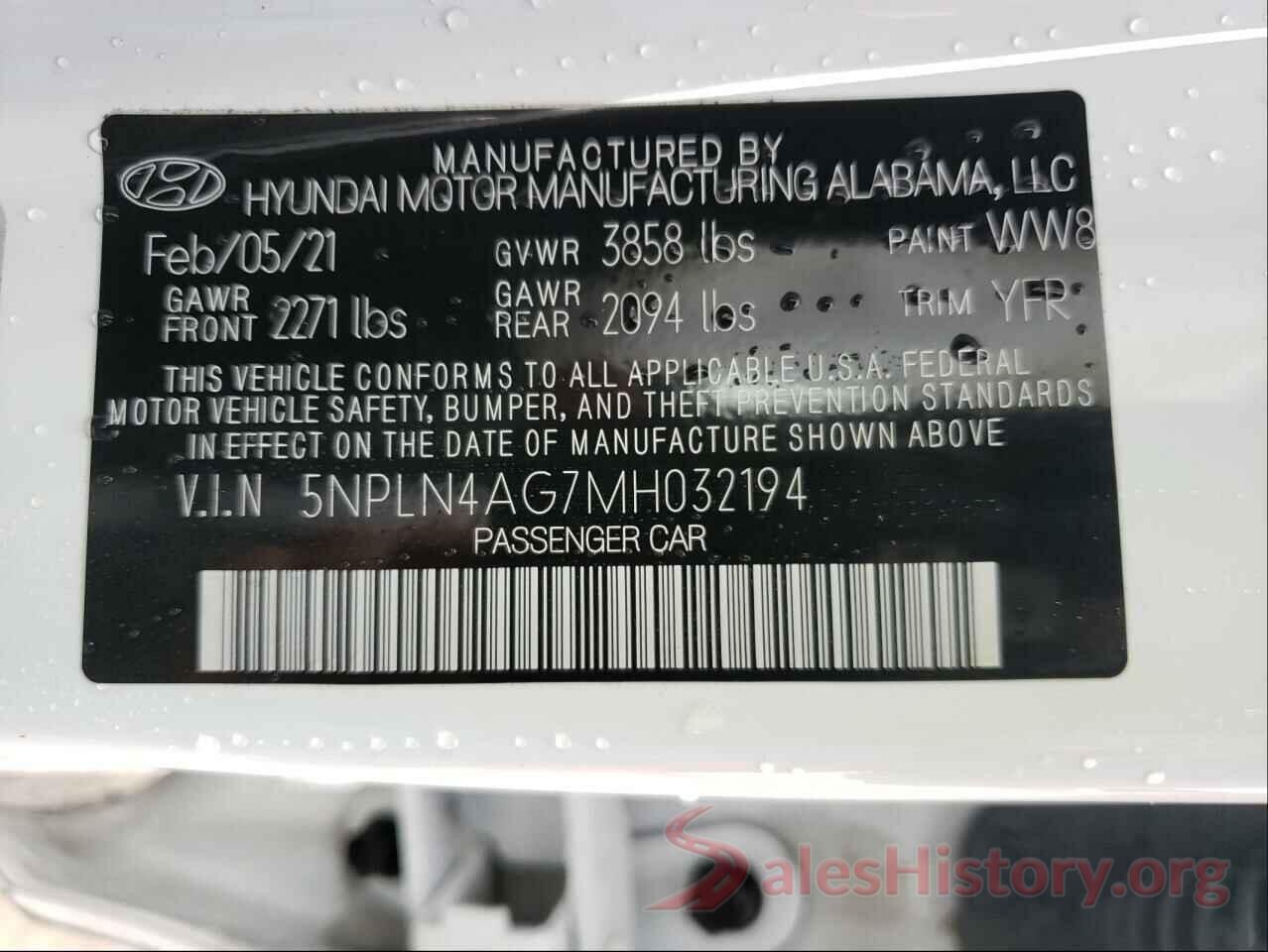 5NPLN4AG7MH032194 2021 HYUNDAI ELANTRA