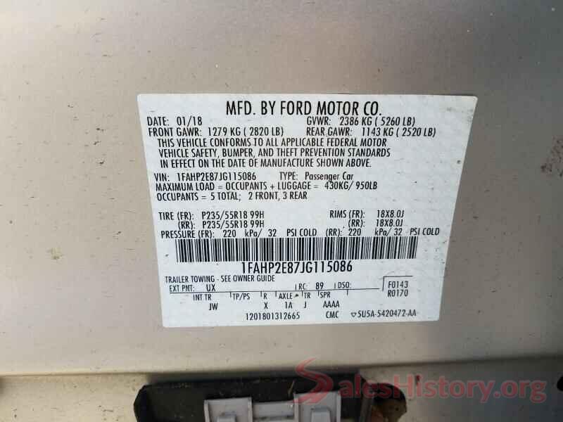 1FAHP2E87JG115086 2018 FORD TAURUS