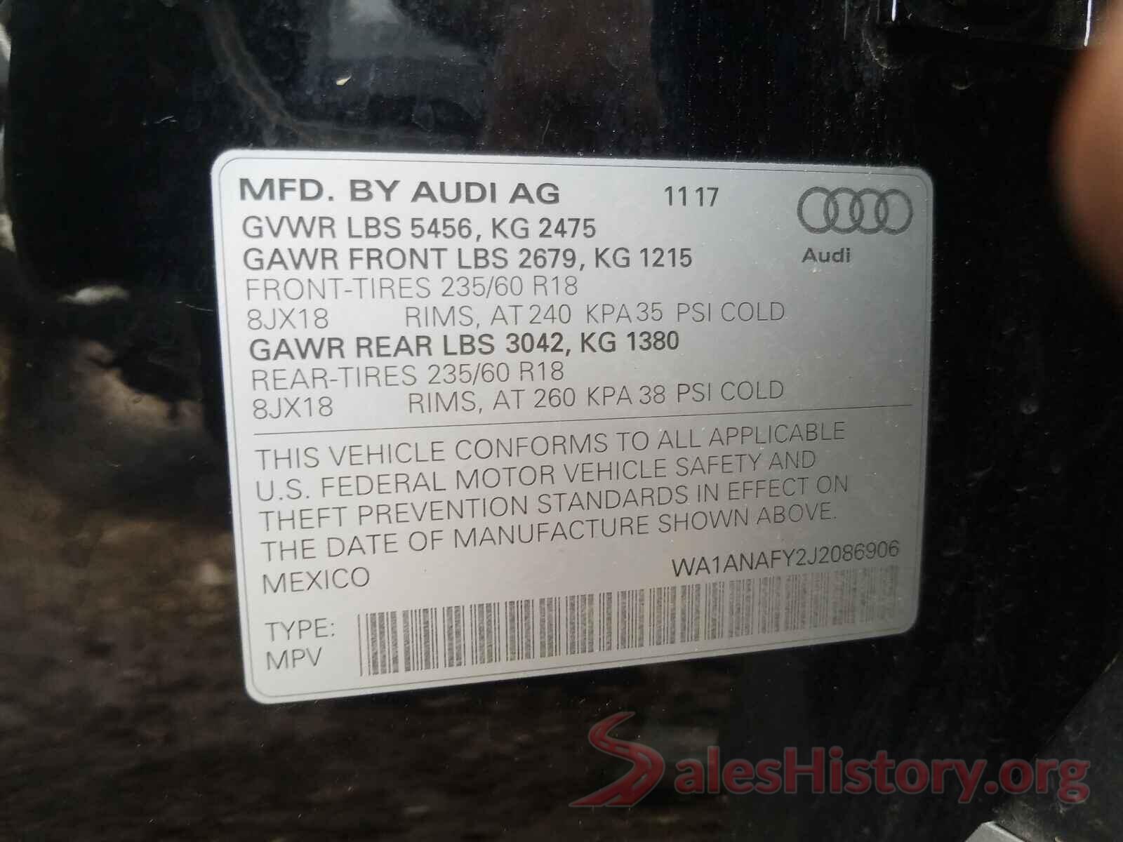 WA1ANAFY2J2086906 2018 AUDI Q5