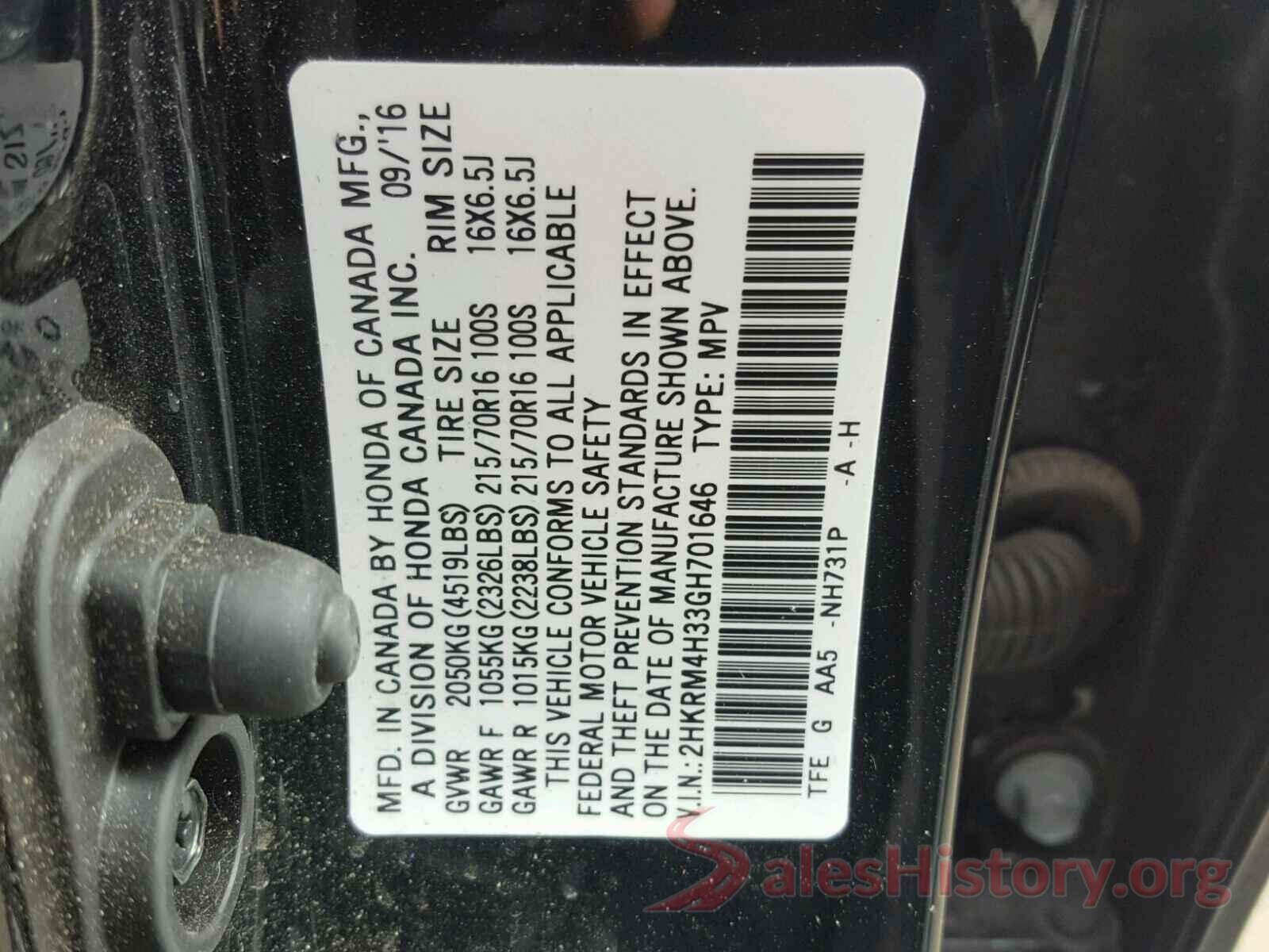 2HKRM4H33GH701646 2016 HONDA CRV