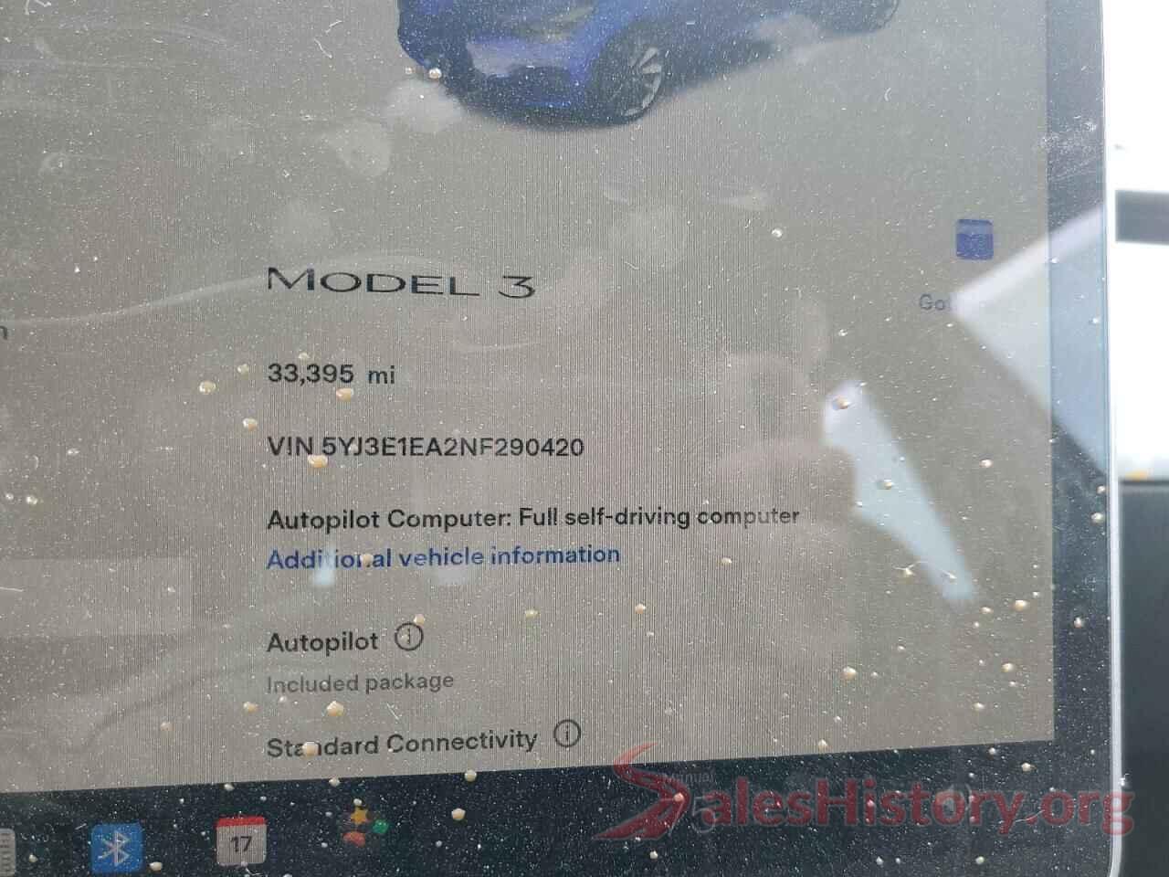 5YJ3E1EA2NF290420 2022 TESLA MODEL 3