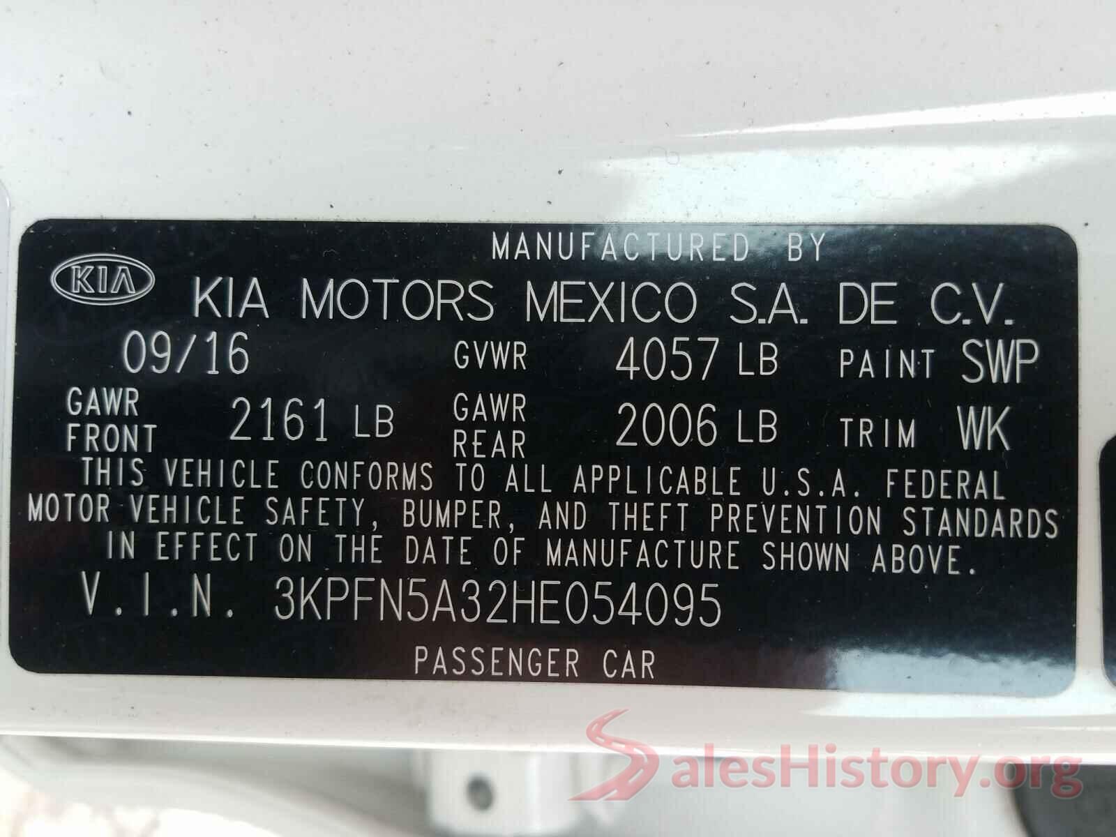 3KPFN5A32HE054095 2017 KIA FORTE